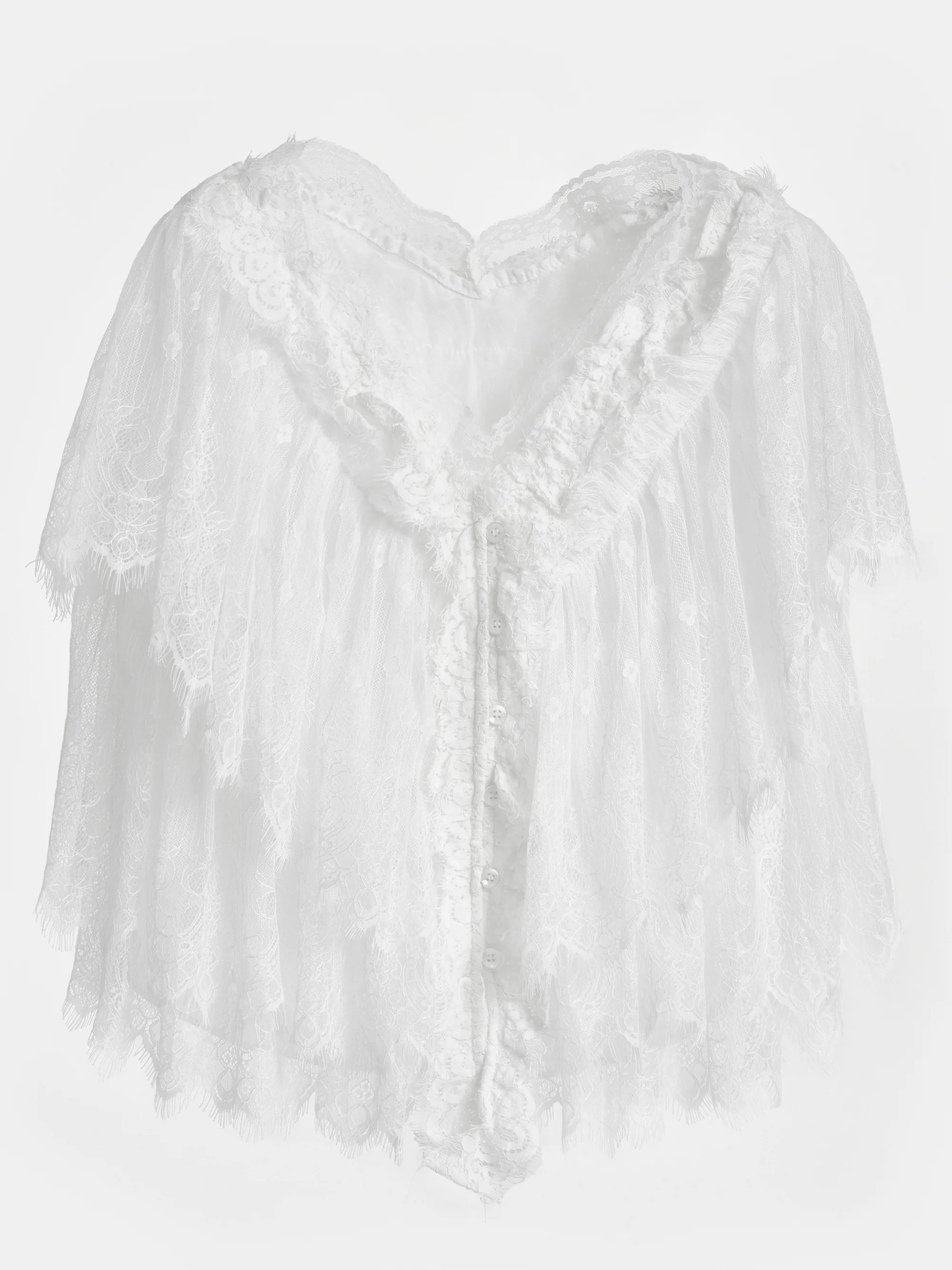 Tiered Lace Blouse, White - Image 6