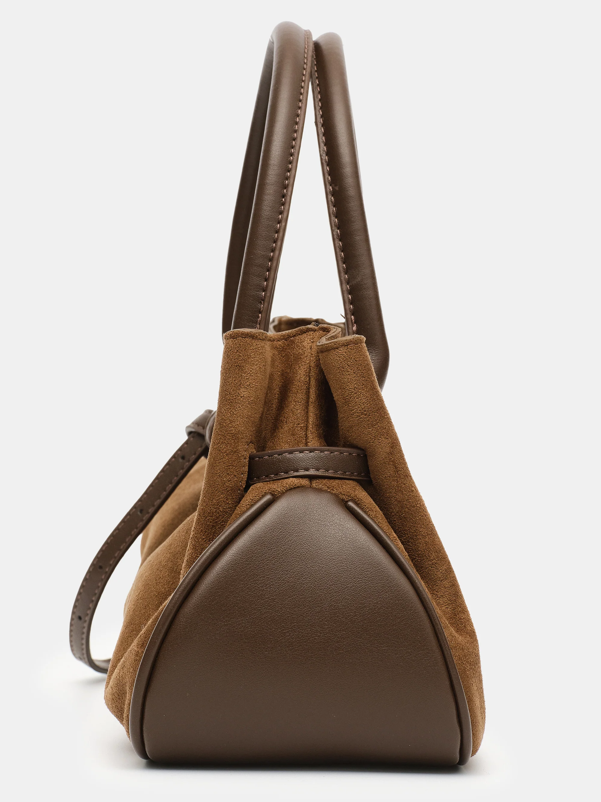 Top Handle Suede Hobo Bag, Camel - Image 2