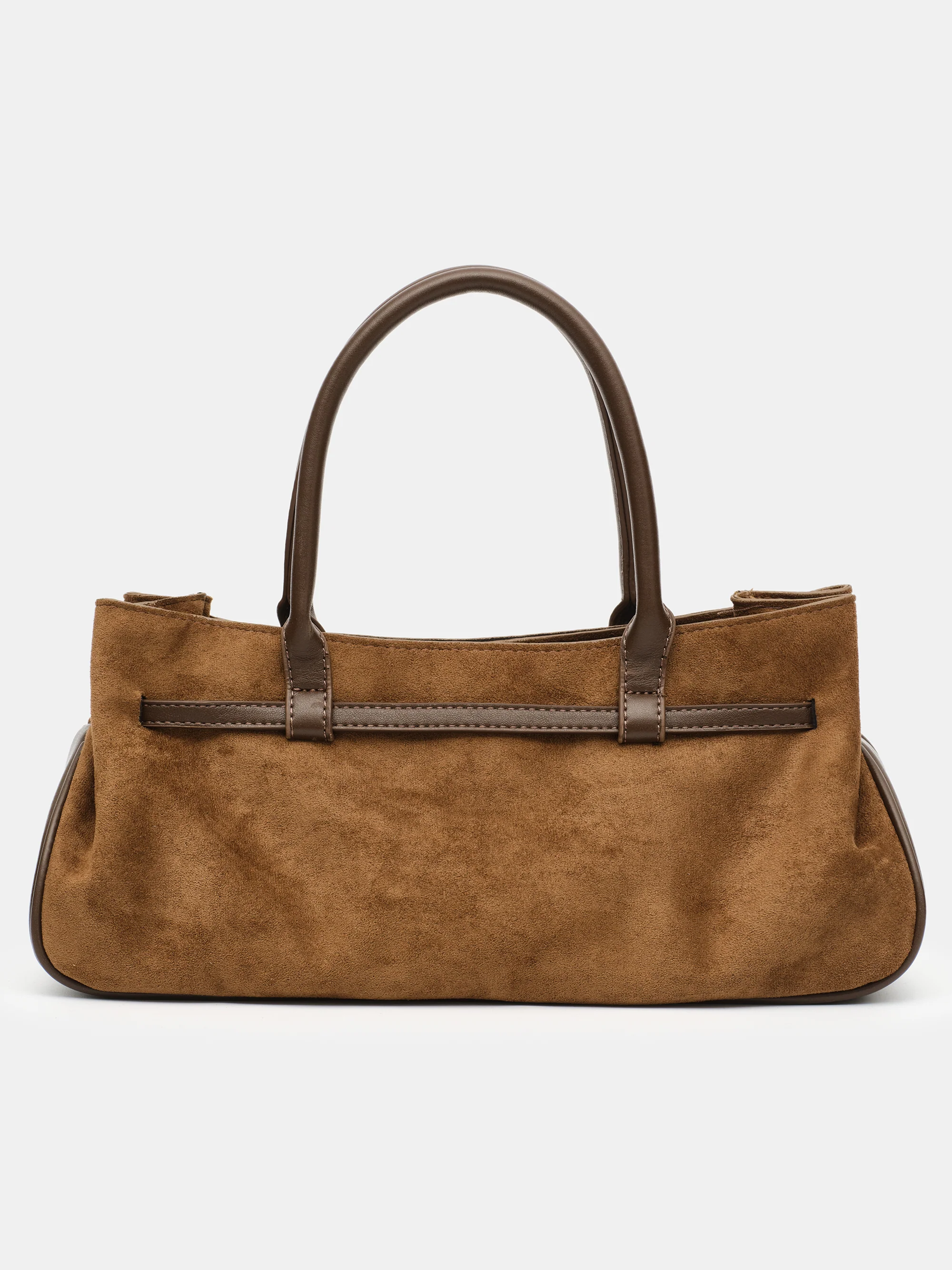 Top Handle Suede Hobo Bag, Camel - Image 4