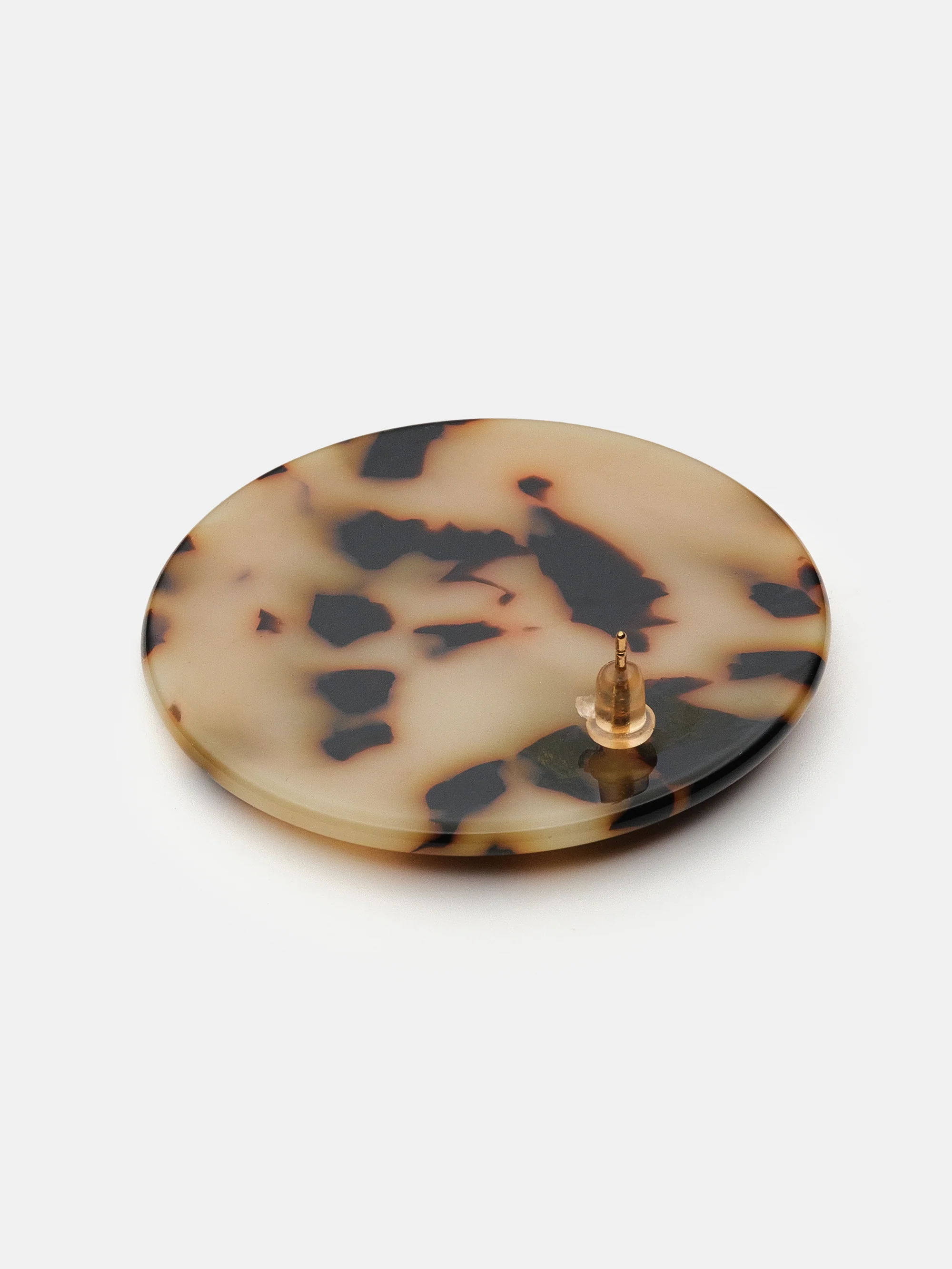 Tortoiseshell Stud Earrings, Brown - Image 2