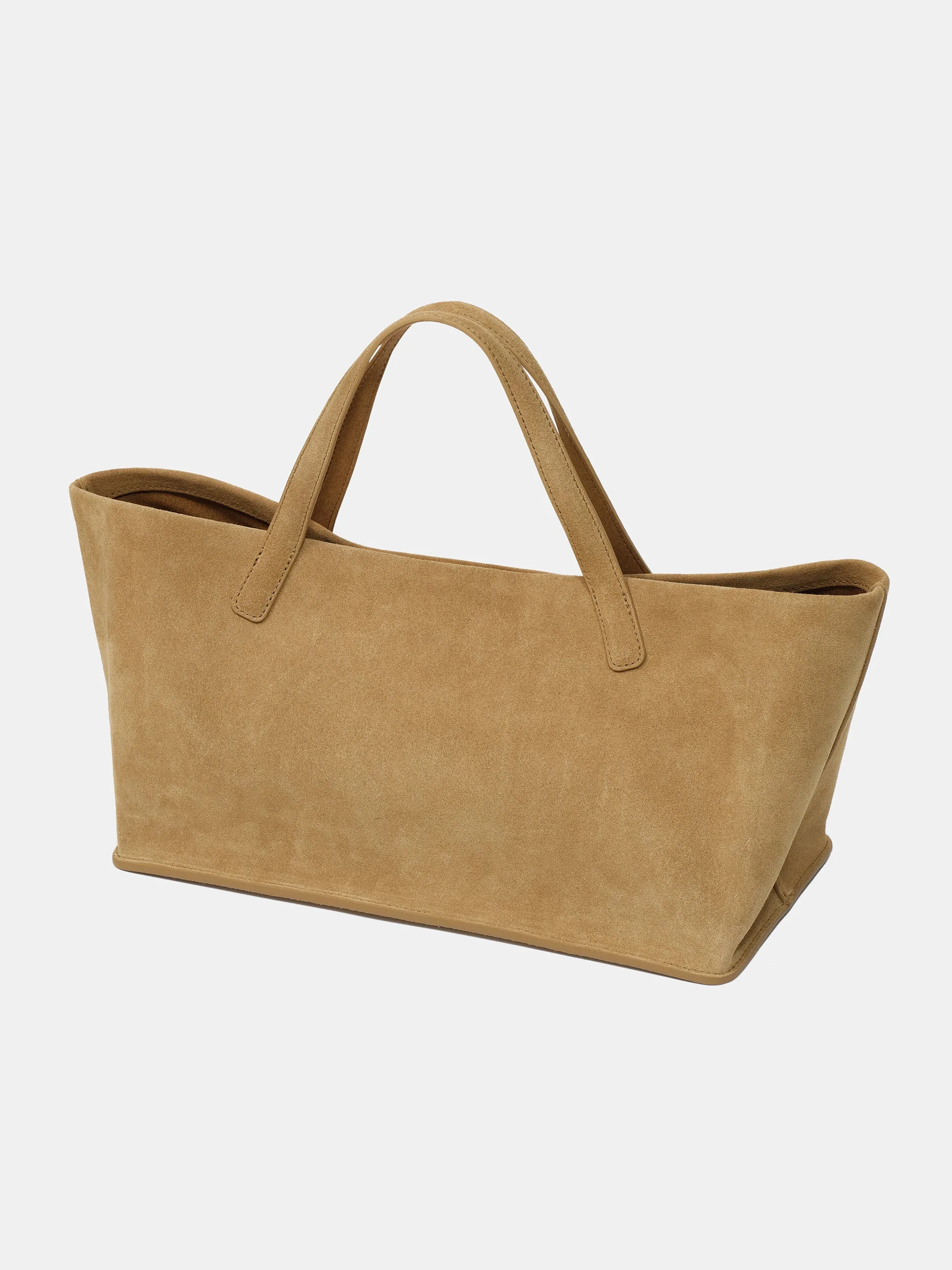 Trapeze Suede Tote, Tan