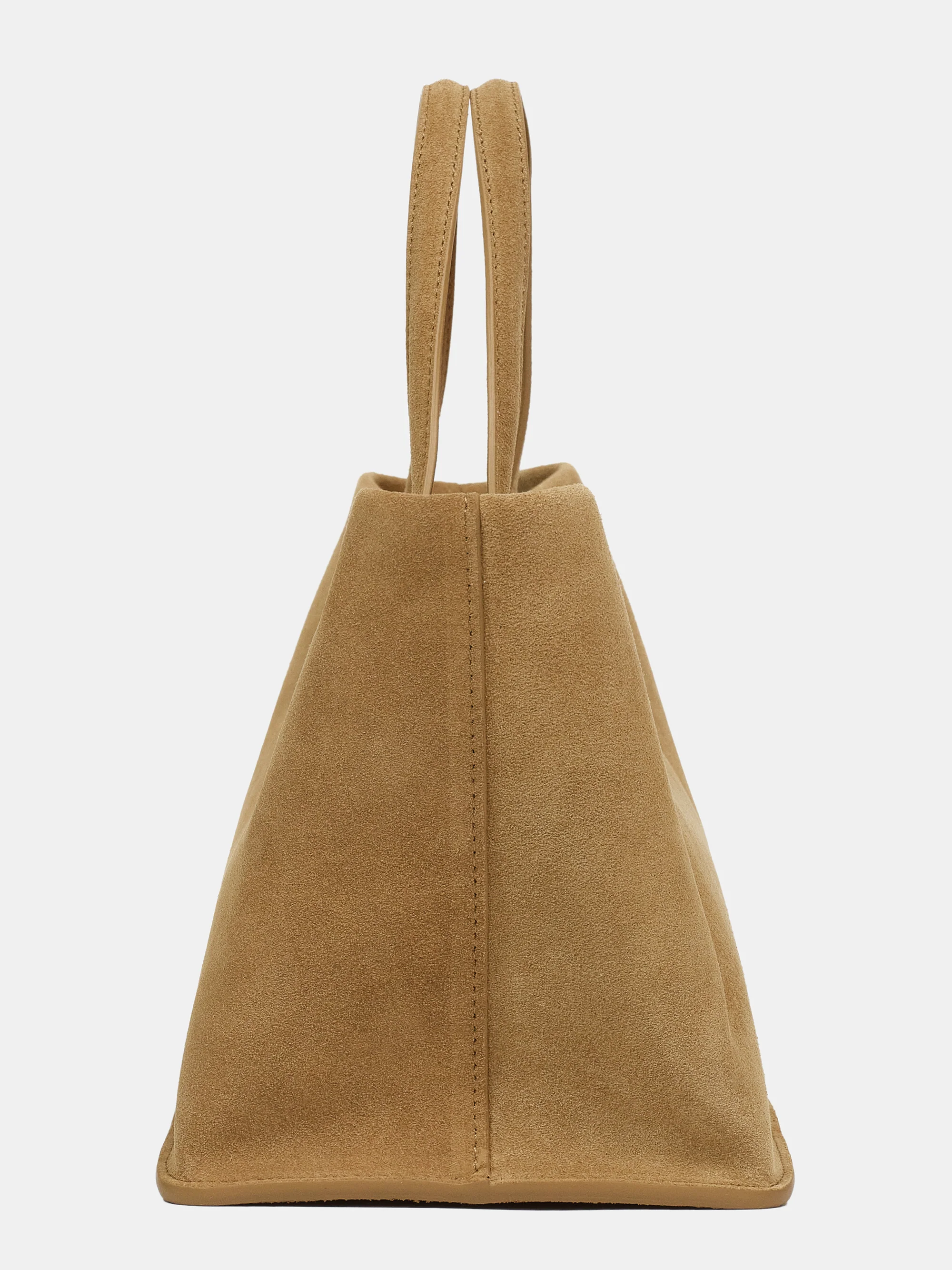 Trapeze Suede Tote, Tan - Image 5