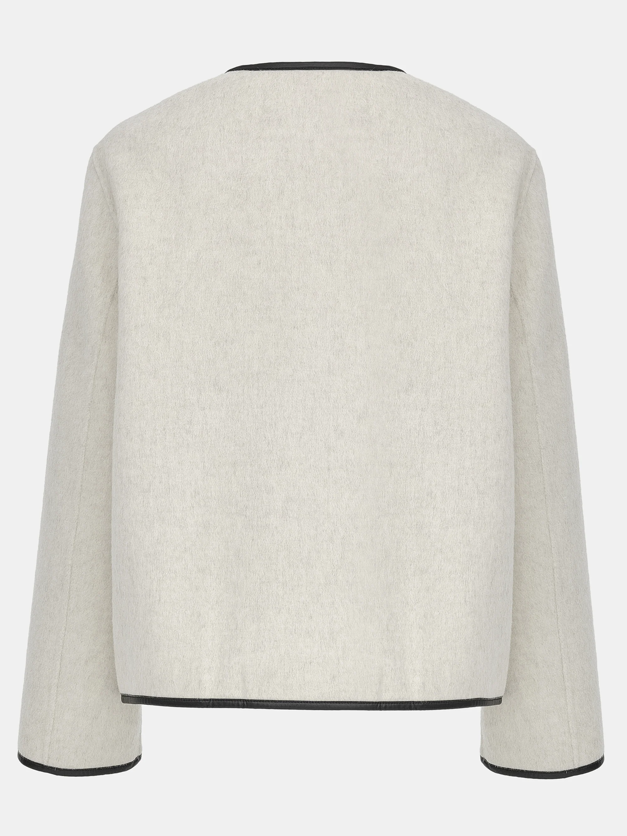 Trim Scarf Wool Jacket, Ivory - Image 6