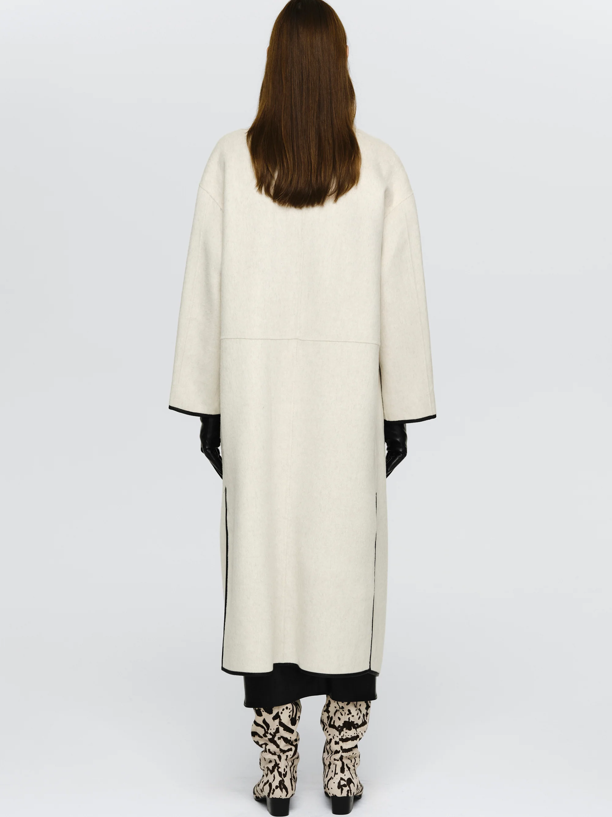 Trim Wrap Wool Coat, Ivory - Image 4