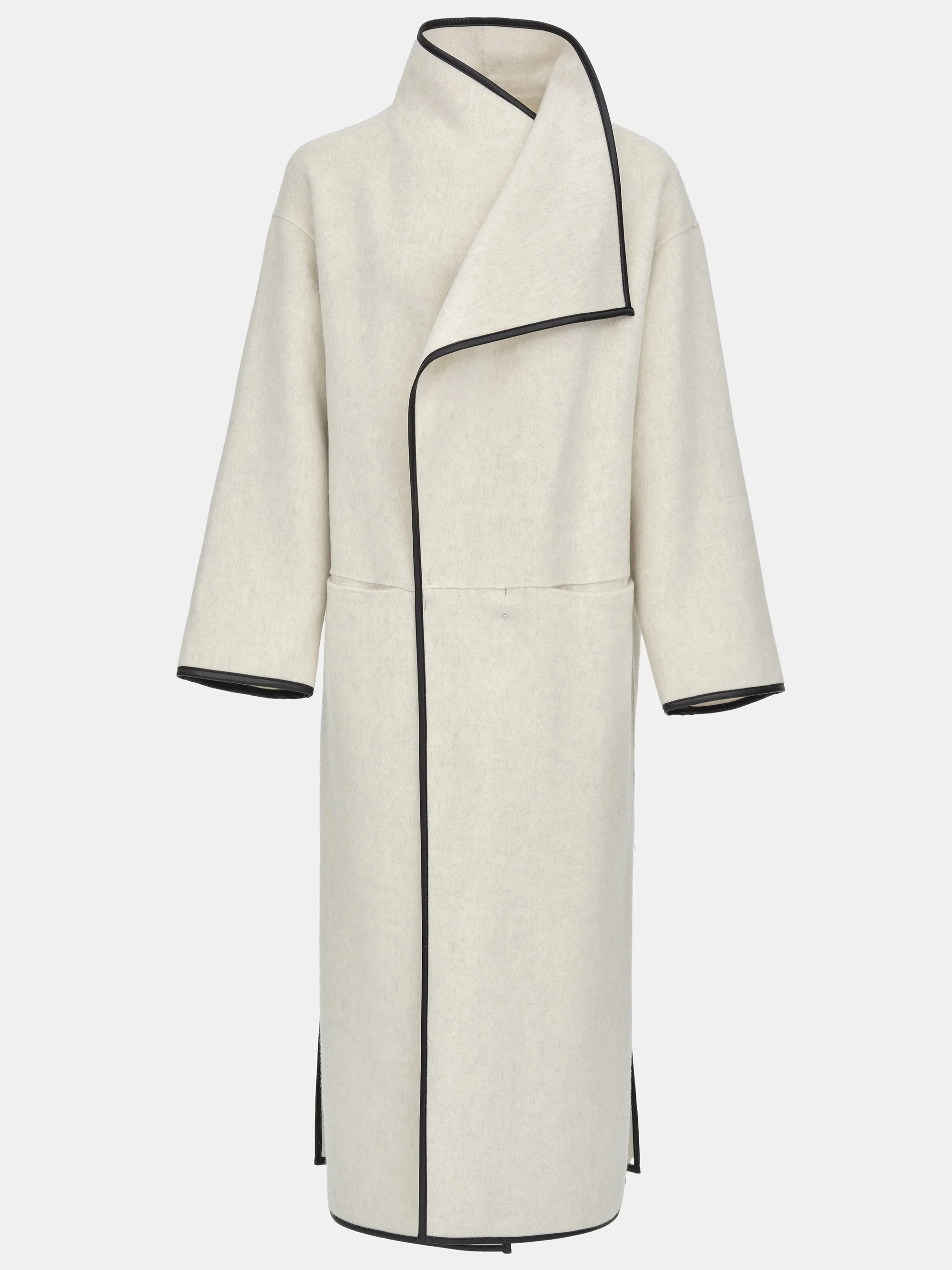 Trim Wrap Wool Coat, Ivory - Image 5