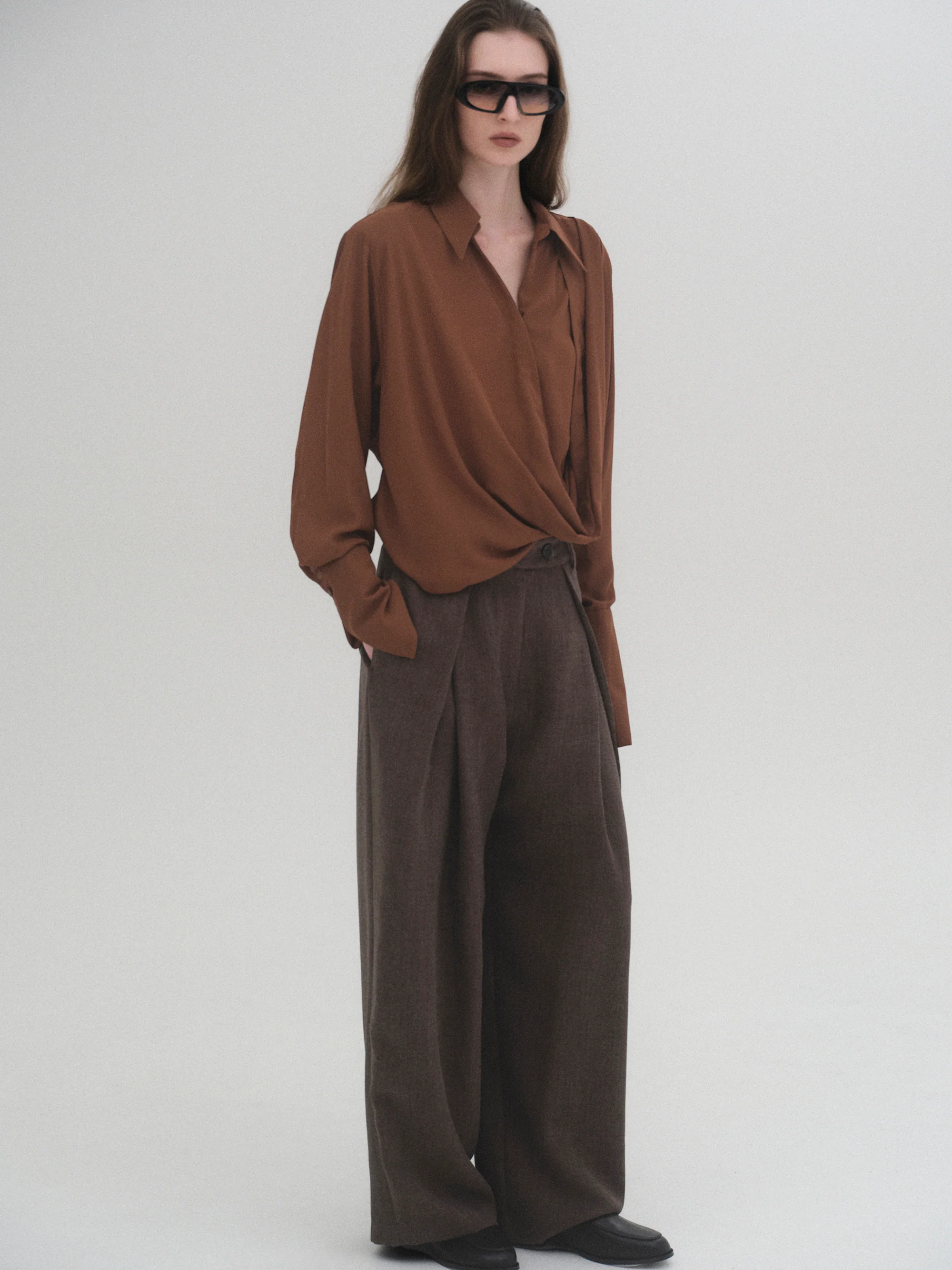 Tucked Trousers, Brown - Image 5