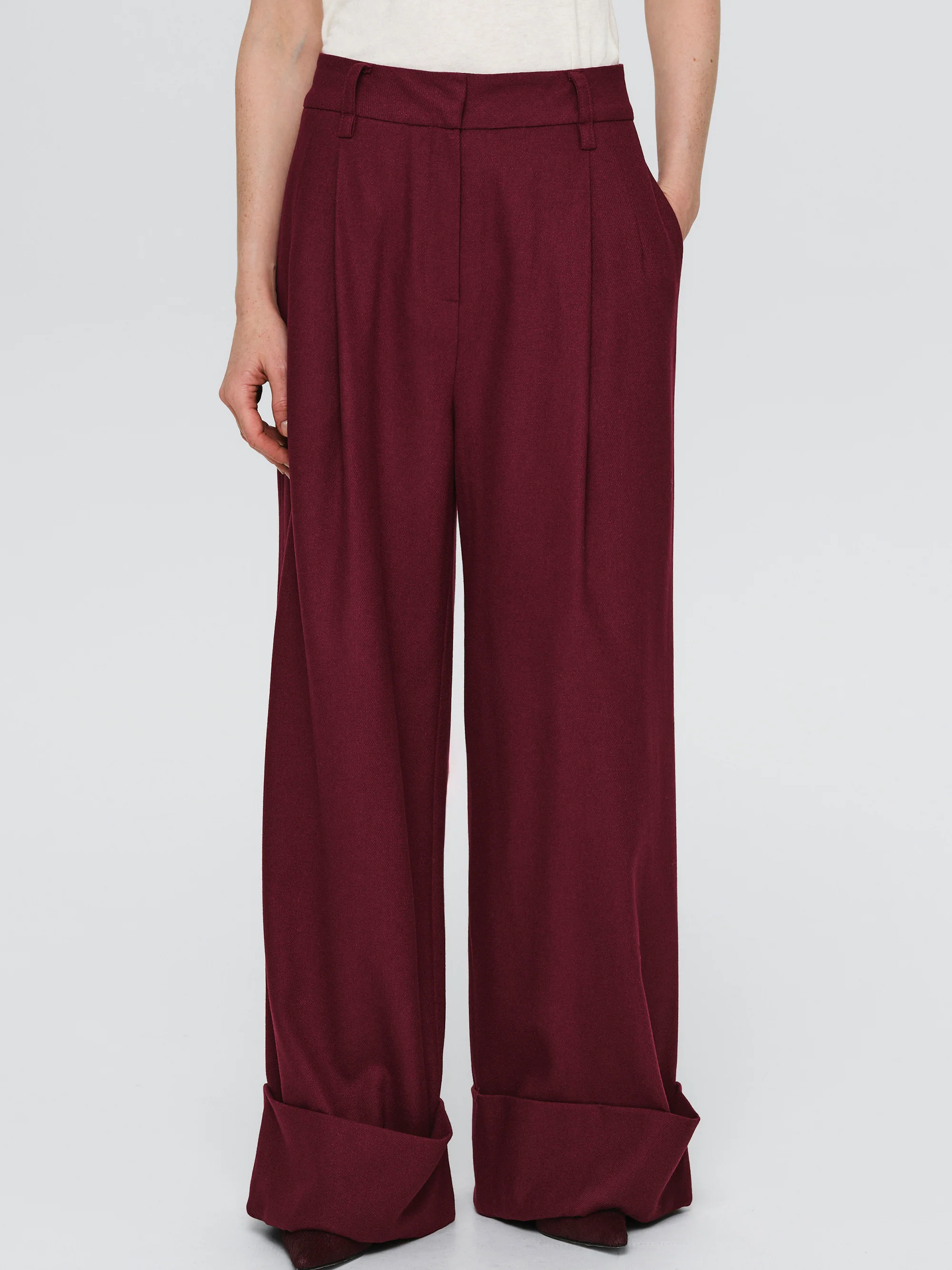 Turn Up Trousers, Burgundy