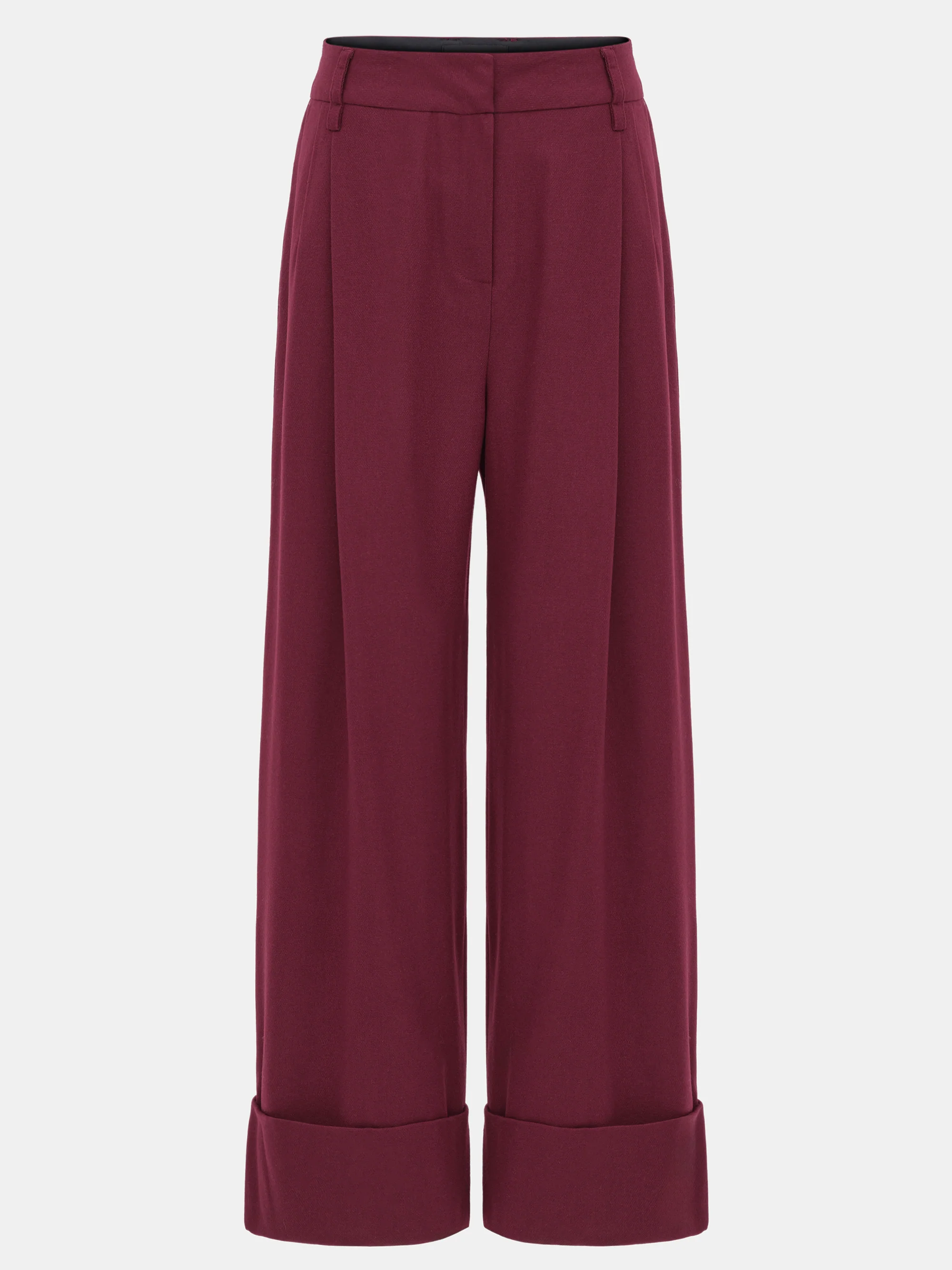 Turn Up Trousers, Burgundy - Image 6
