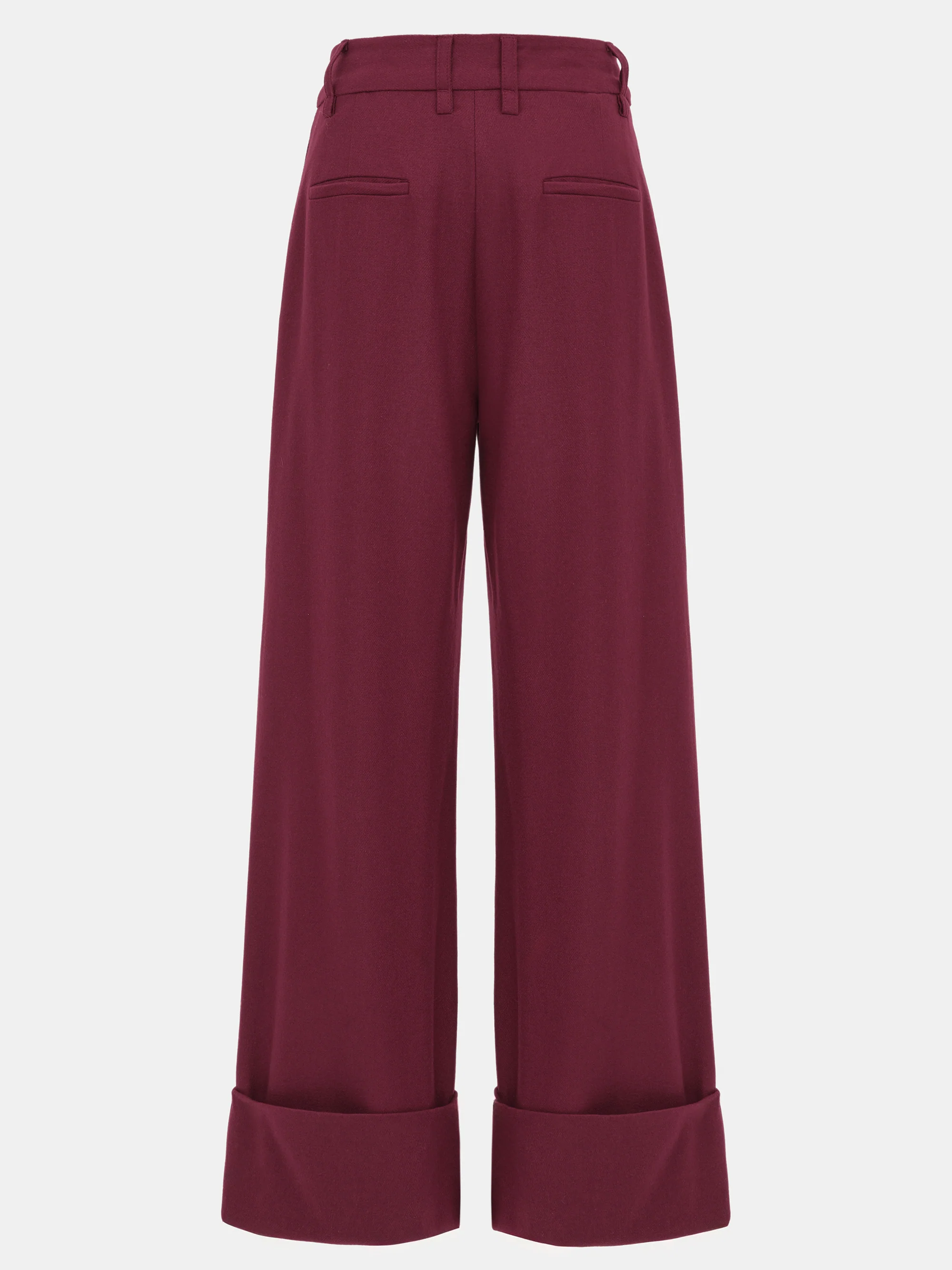Turn Up Trousers, Burgundy - Image 7