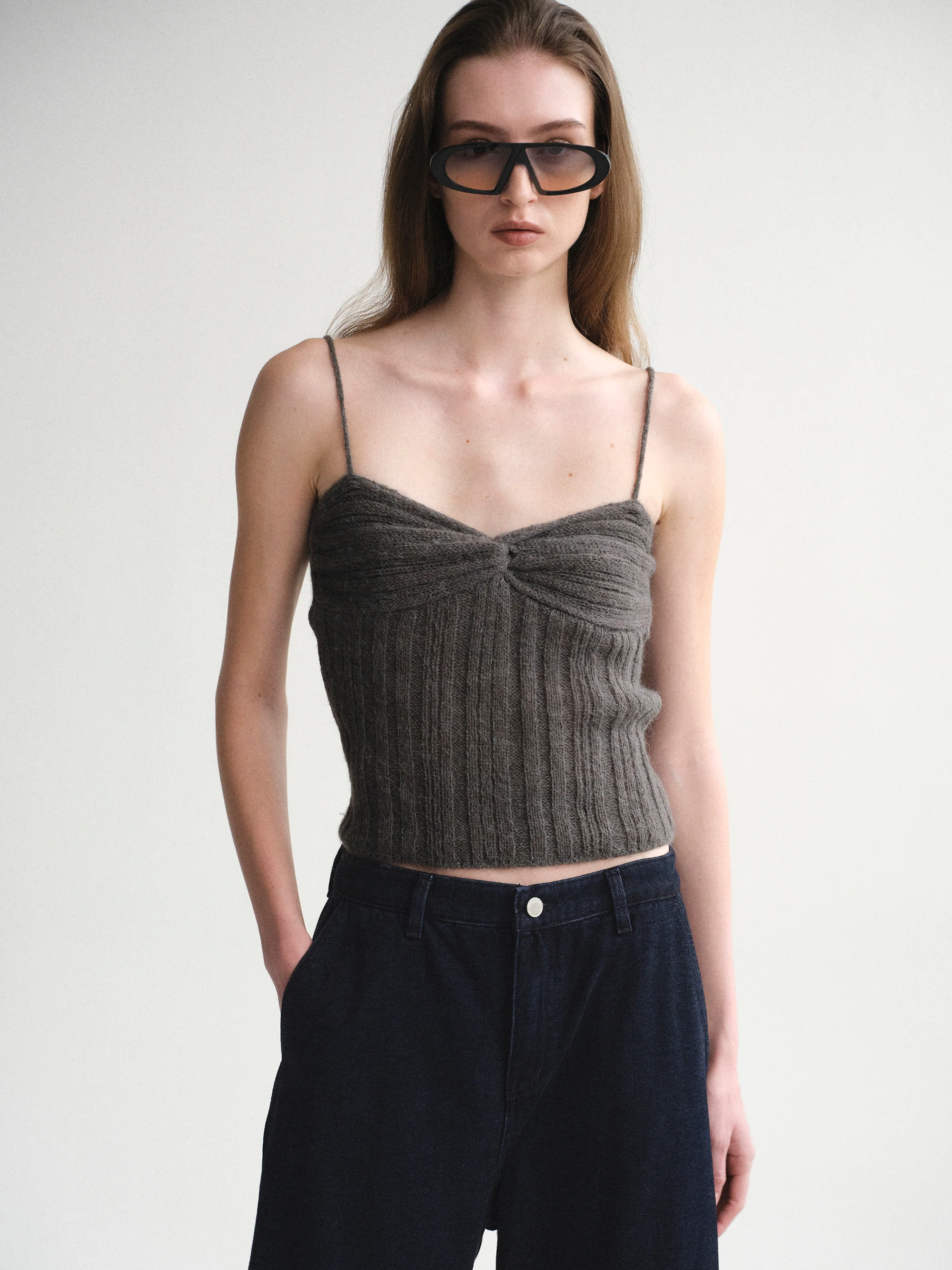 Twist Knitted Top, Charcoal