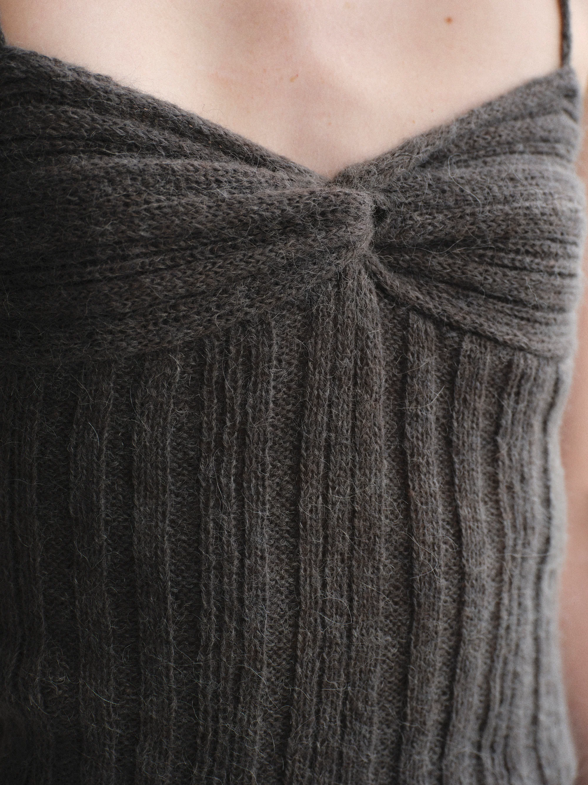 Twist Knitted Top, Charcoal - Image 2