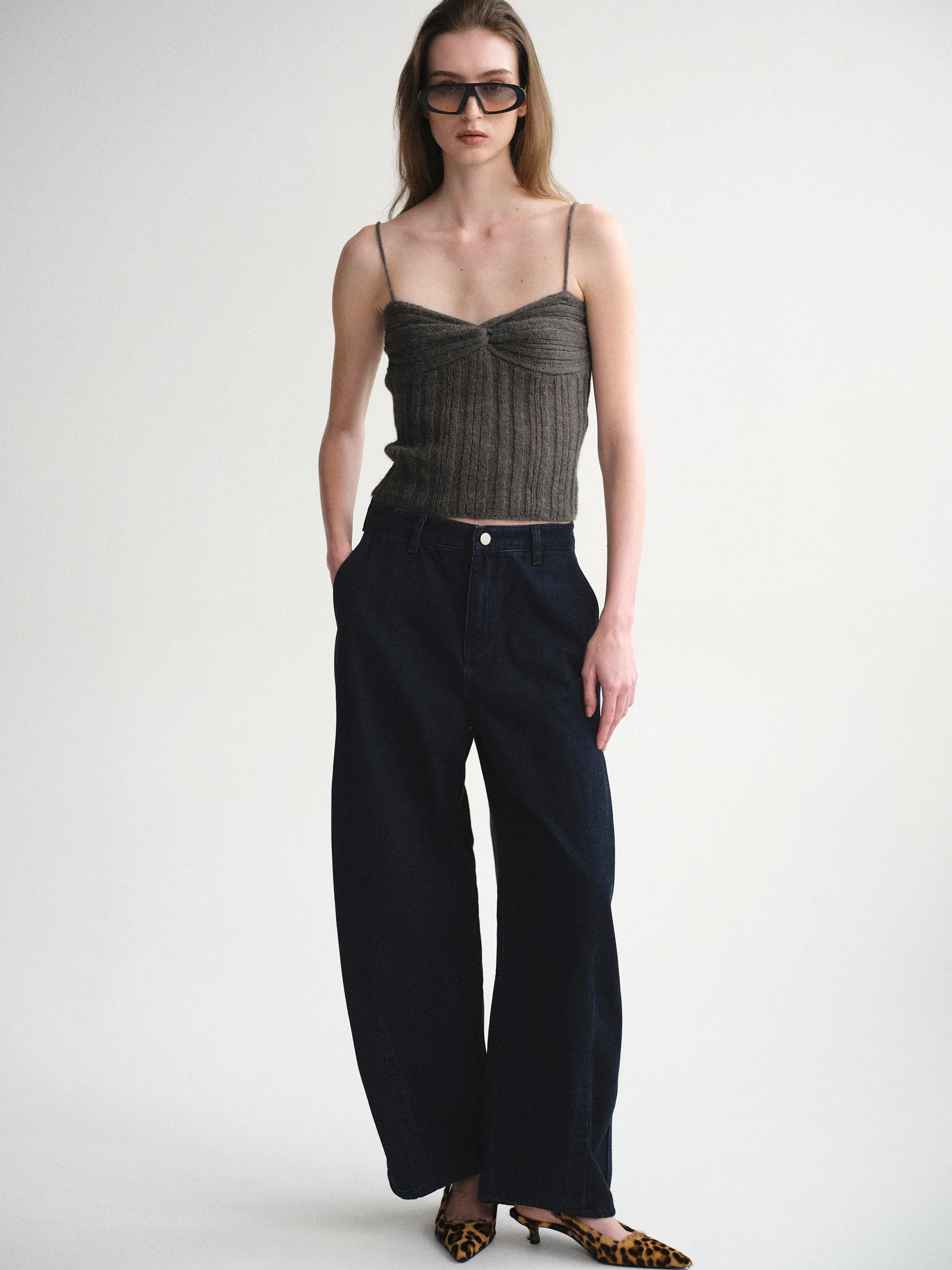 Twist Knitted Top, Charcoal - Image 3