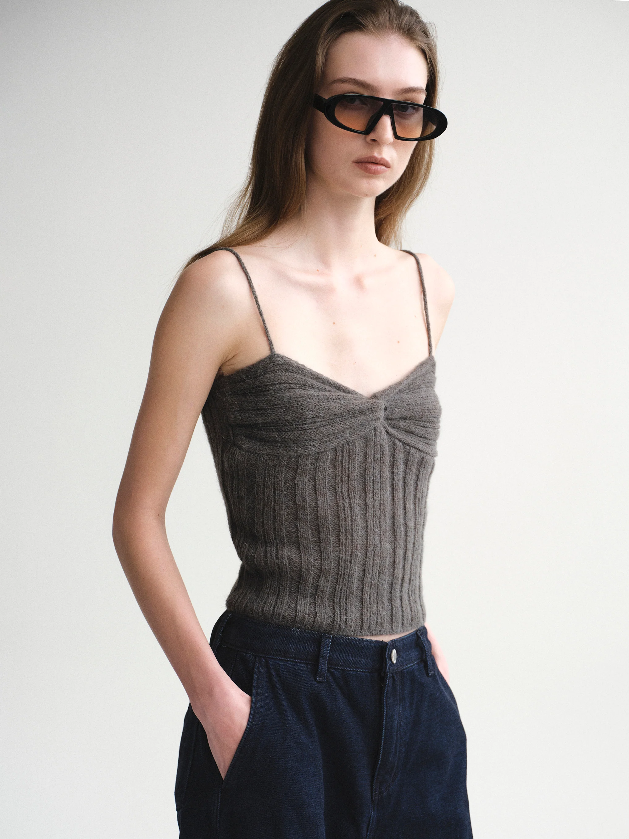 Twist Knitted Top, Charcoal - Image 4