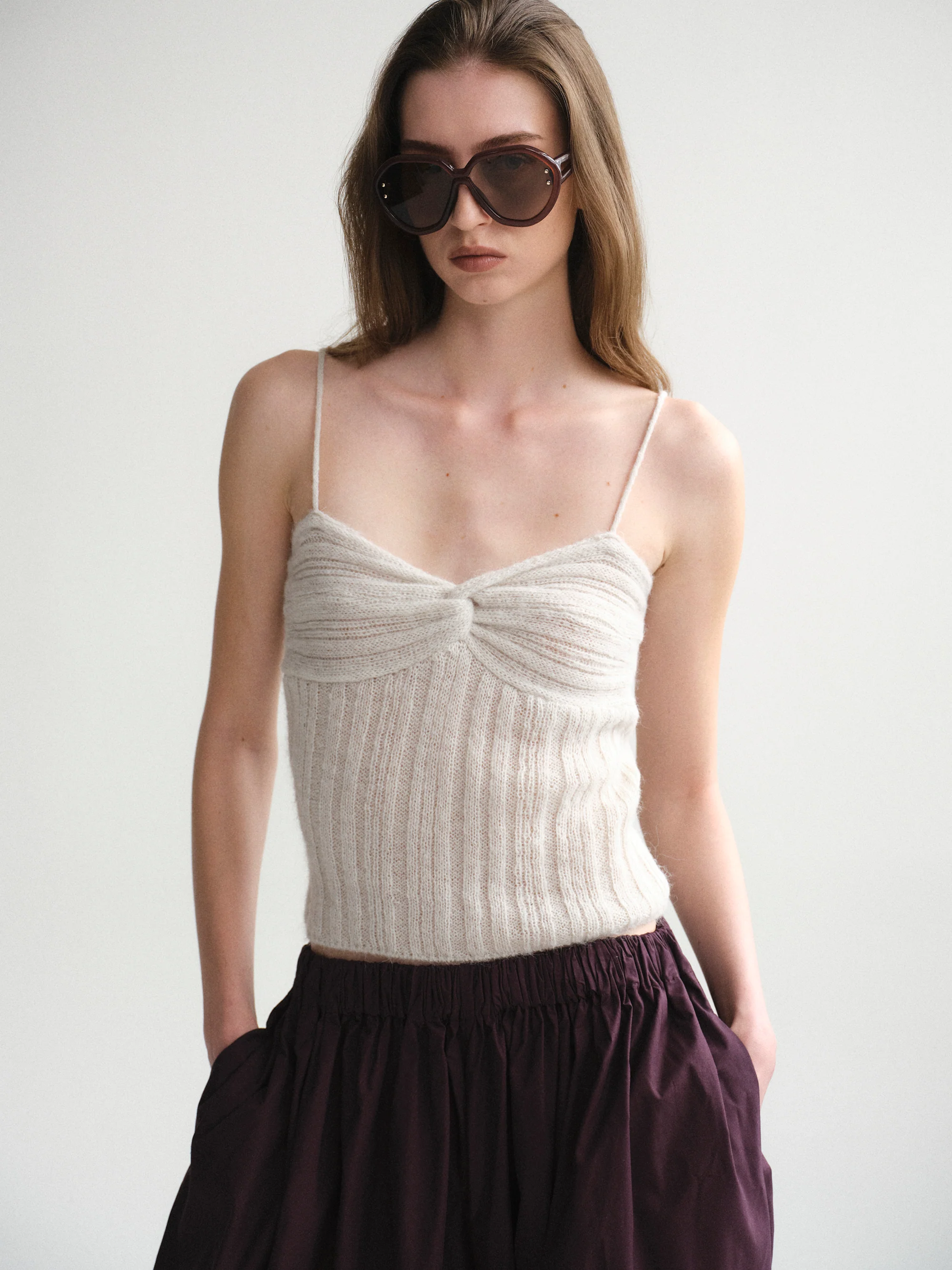Twist Knitted Top, Ivory