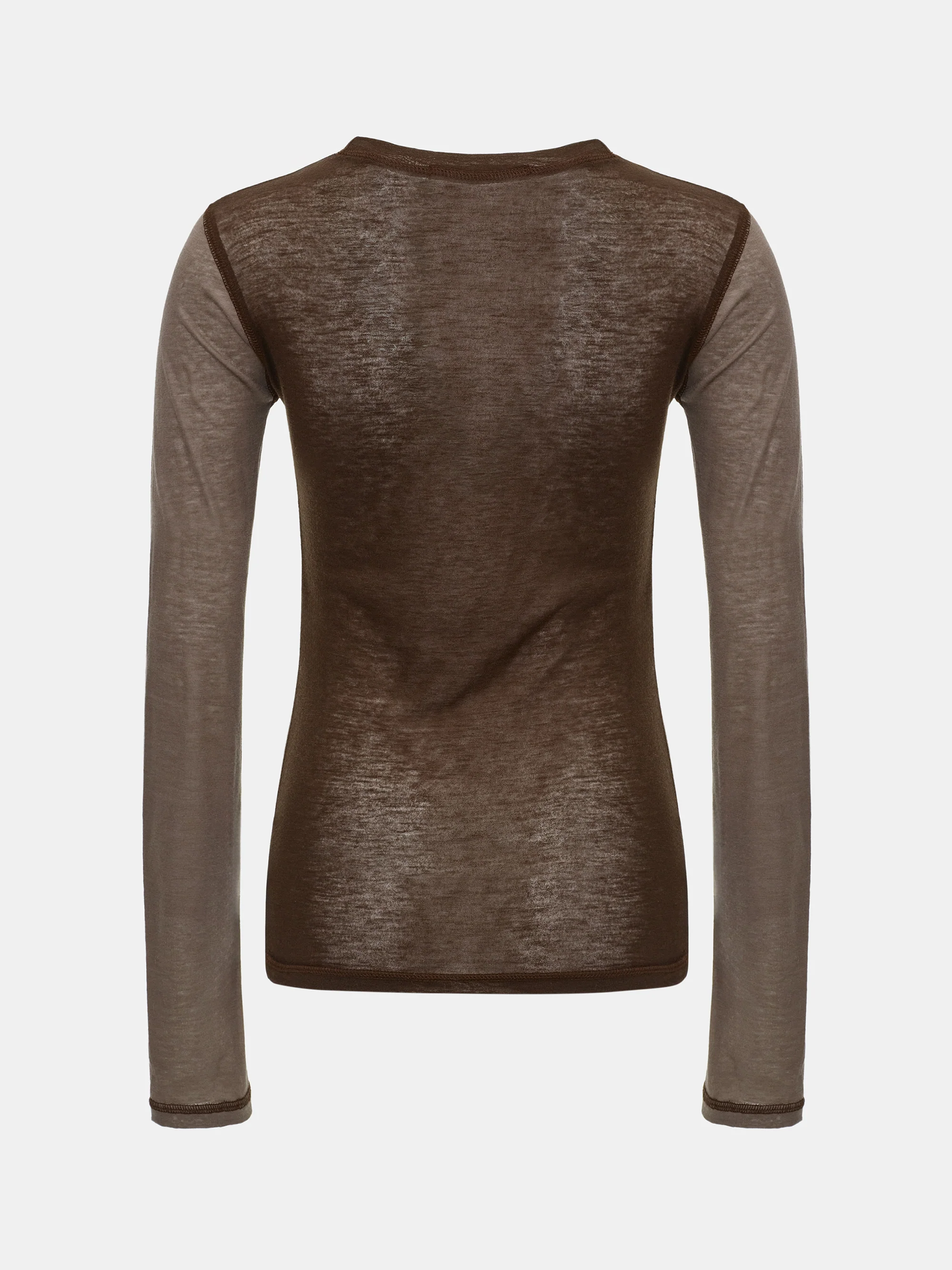 Two Color Semi-Sheer Top, Brown - Image 6