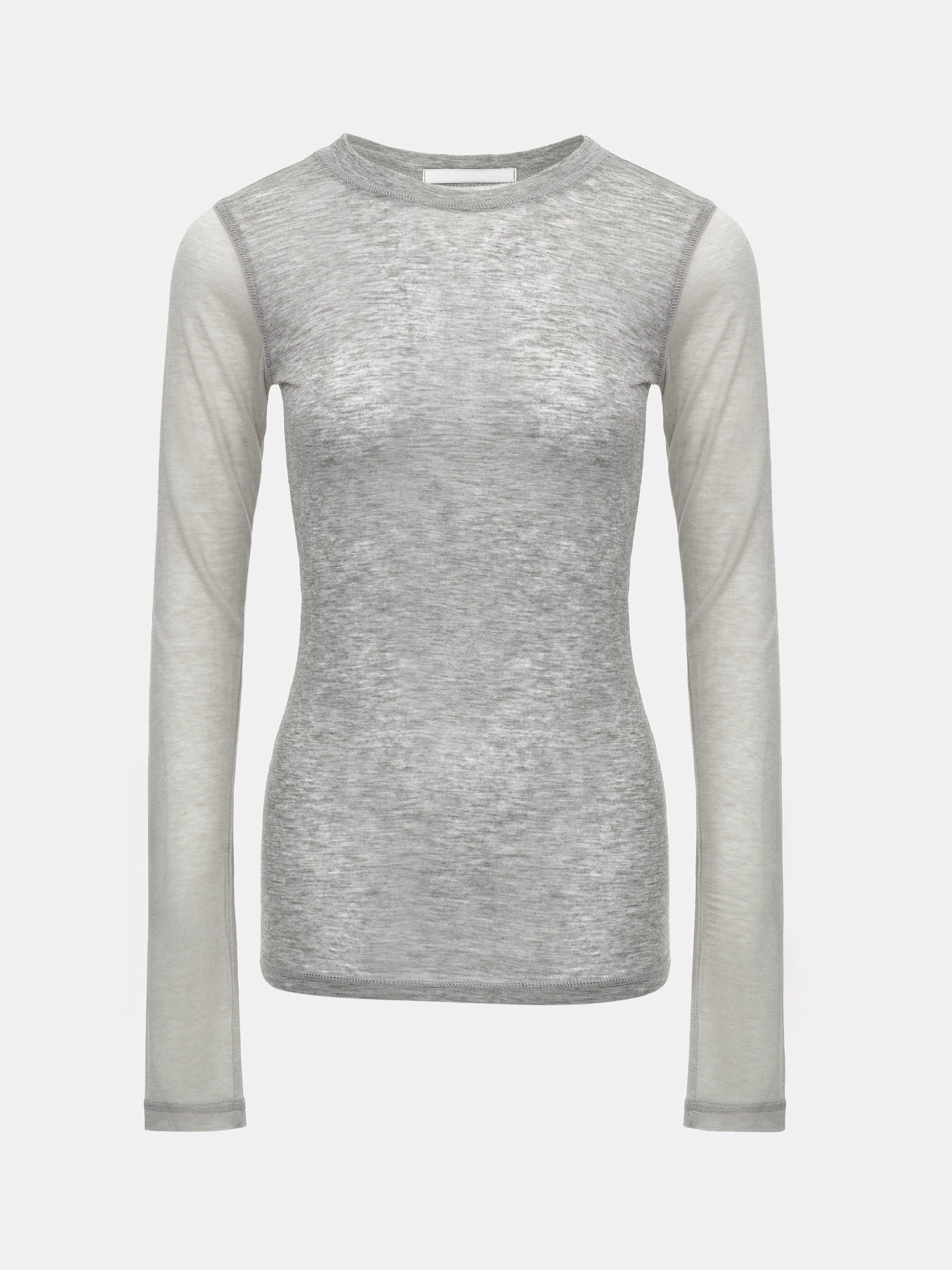 Two Color Semi-Sheer Top, Grey - Image 5