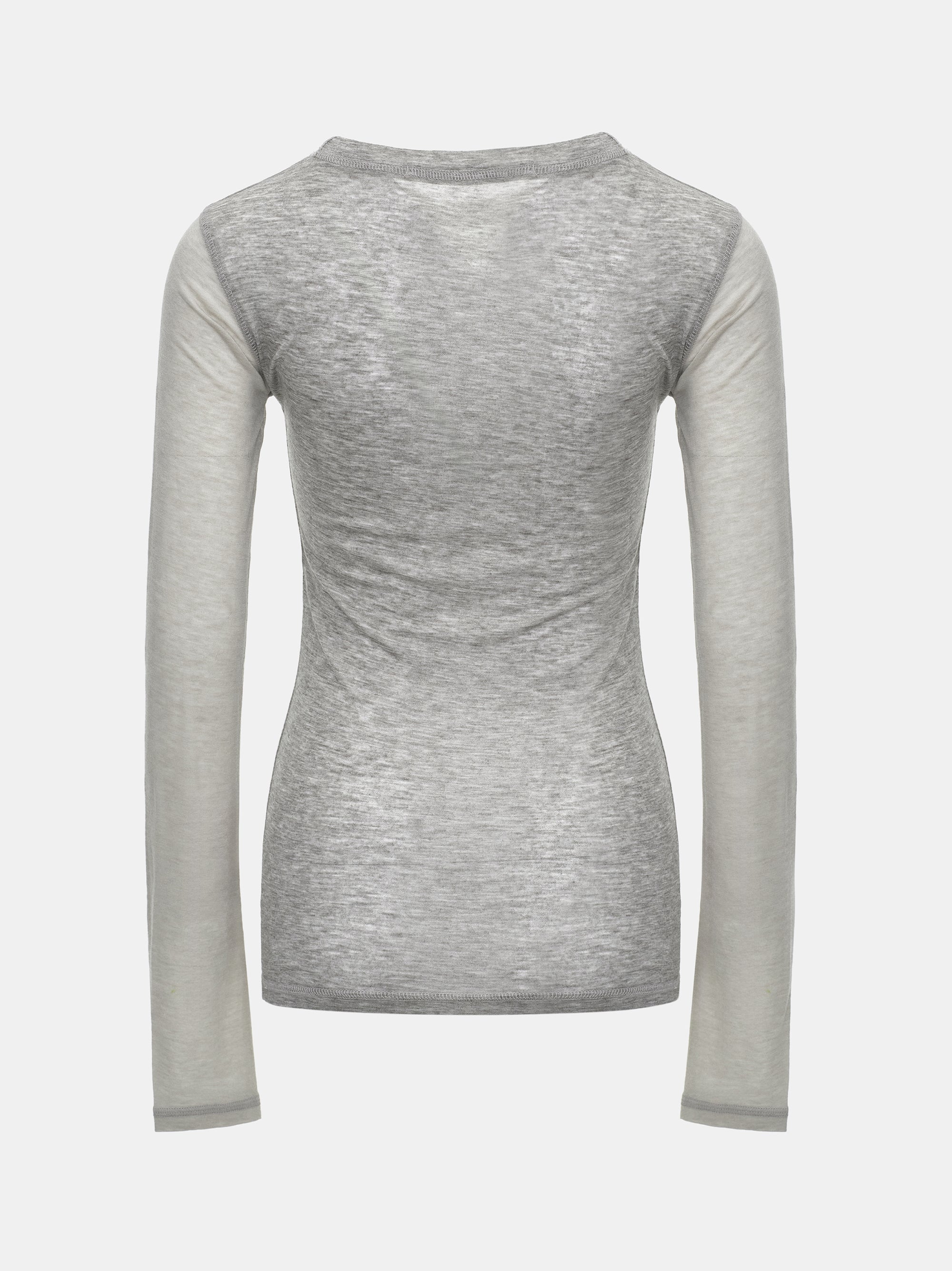 Two Color Semi-Sheer Top, Grey - Image 6