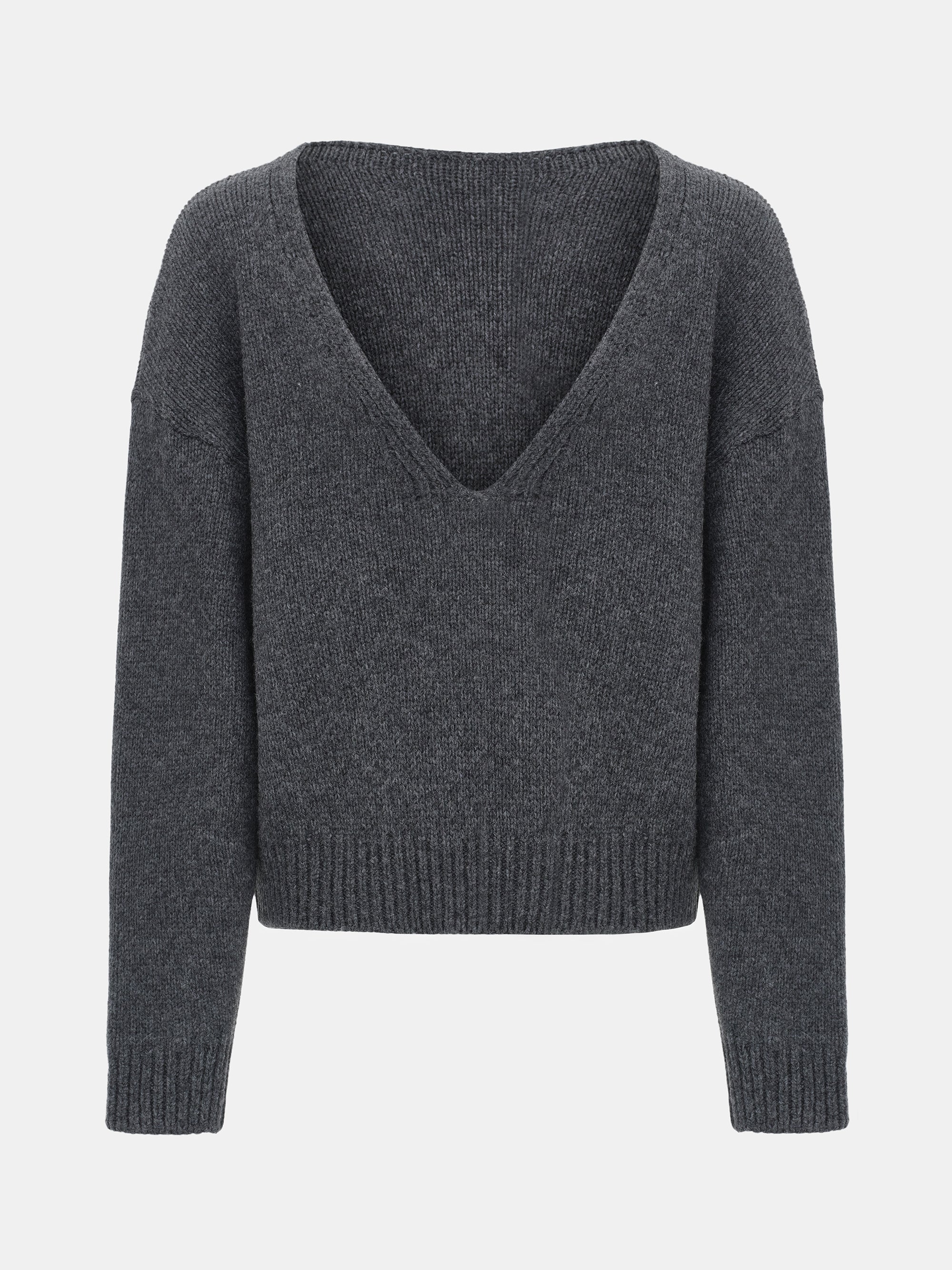 V-Back Sweater, Charcoal - Image 5