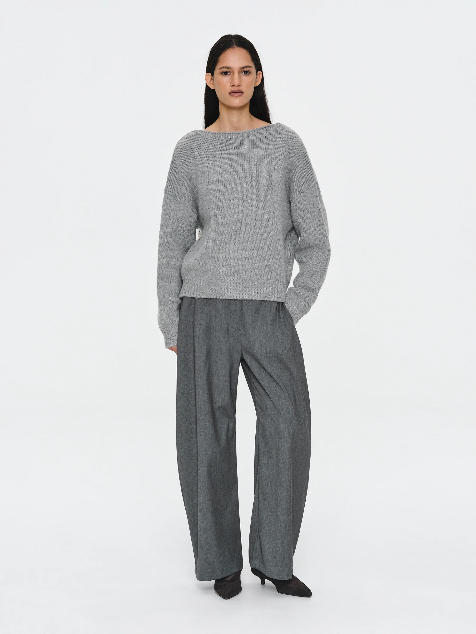 V-Back Sweater, Grey - Image 2