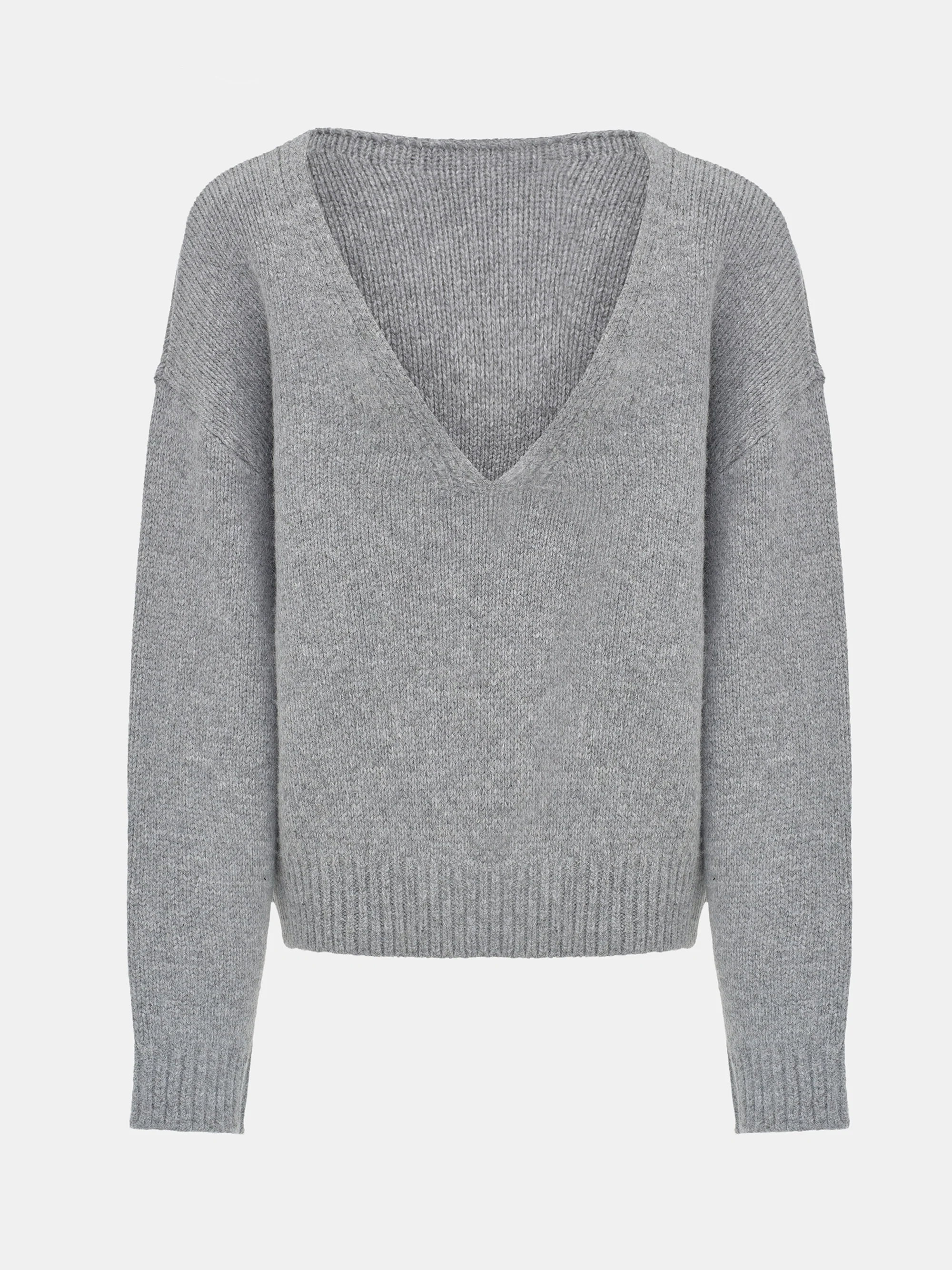 V-Back Sweater, Grey - Image 6