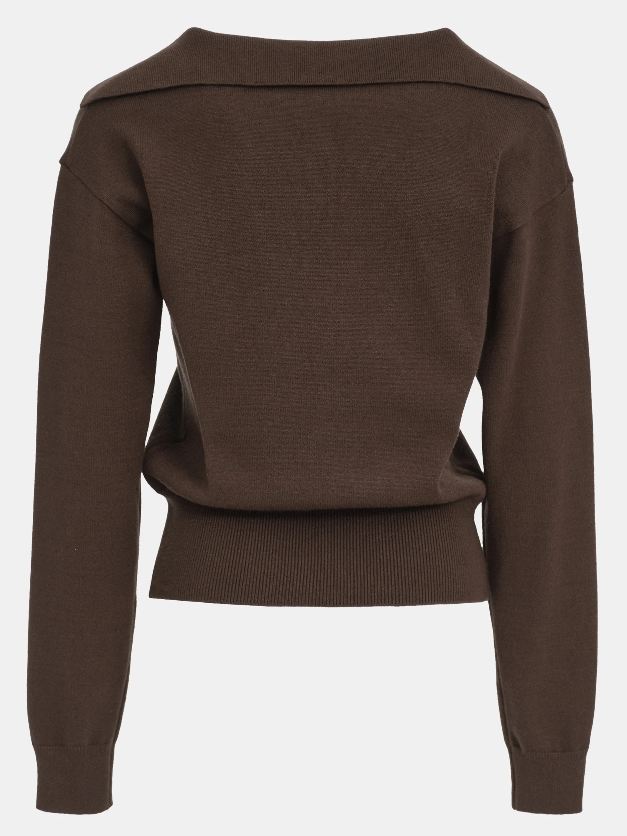 V-Neck Knit Polo, Brown - Image 5