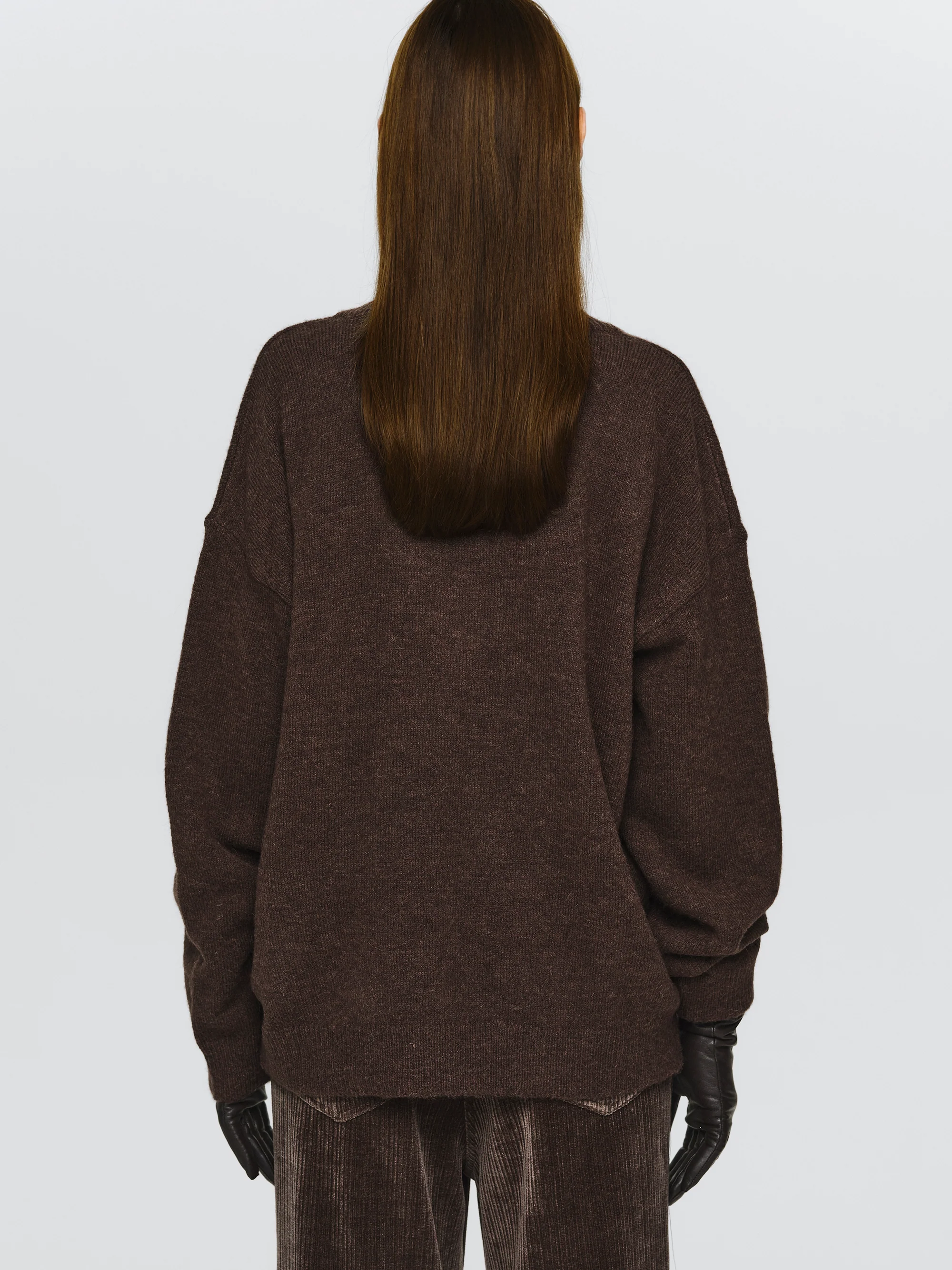 V-Neck Pullover, Brown - Image 4
