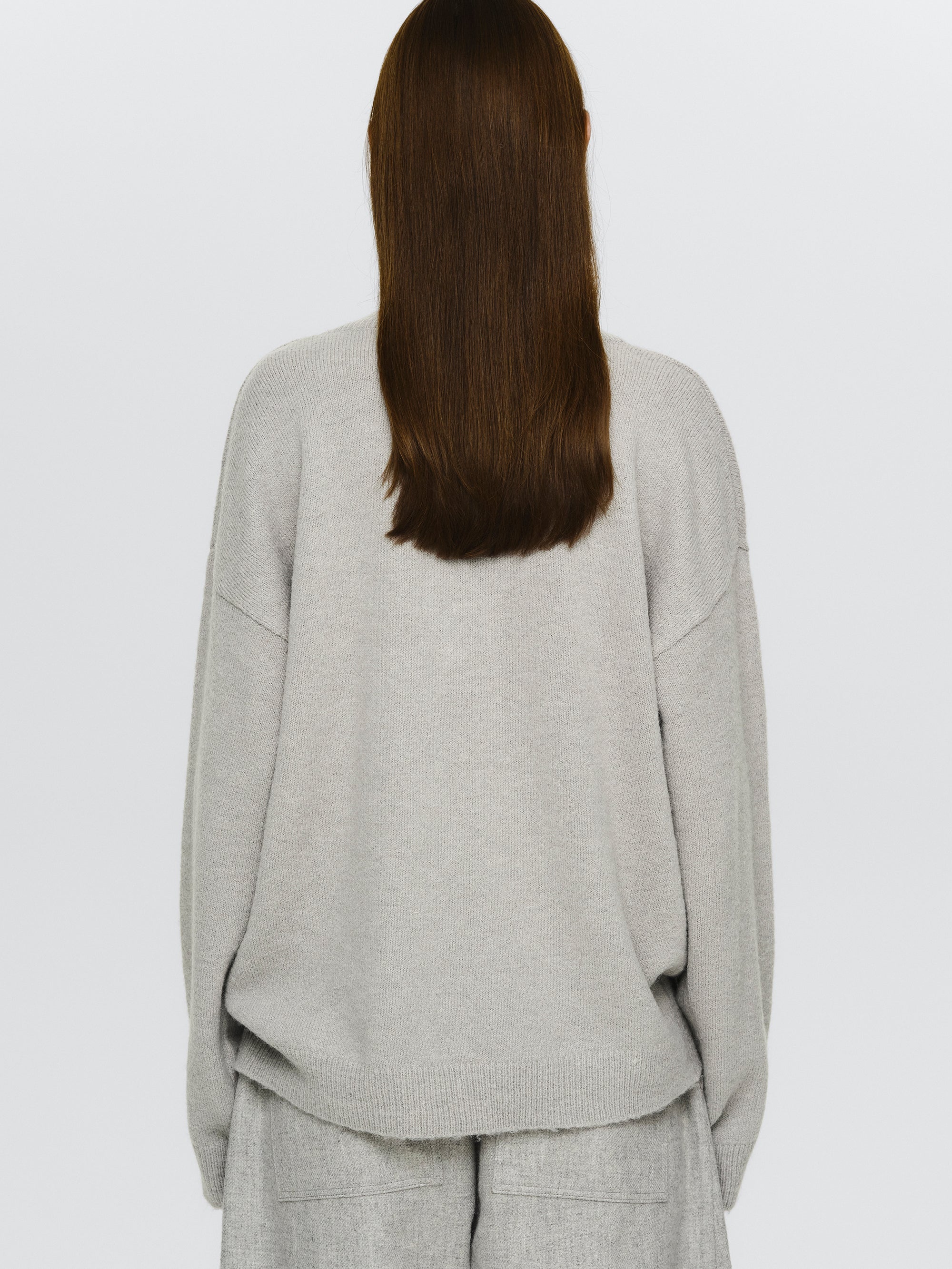V-Neck Pullover, Grey - Image 3