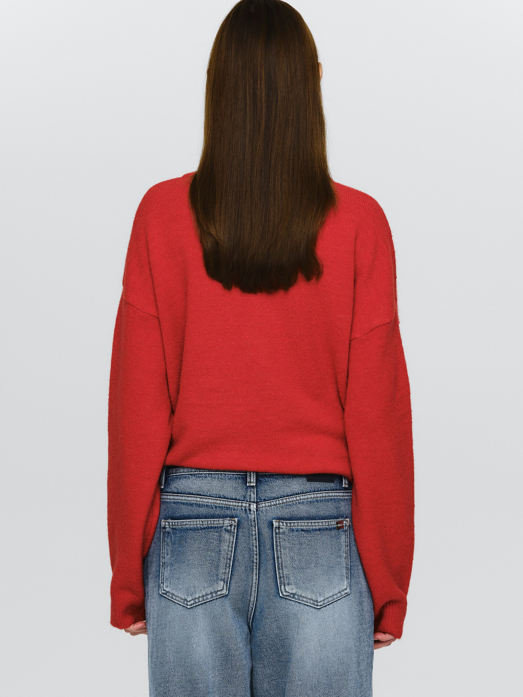 V-Neck Pullover, Red - Image 4