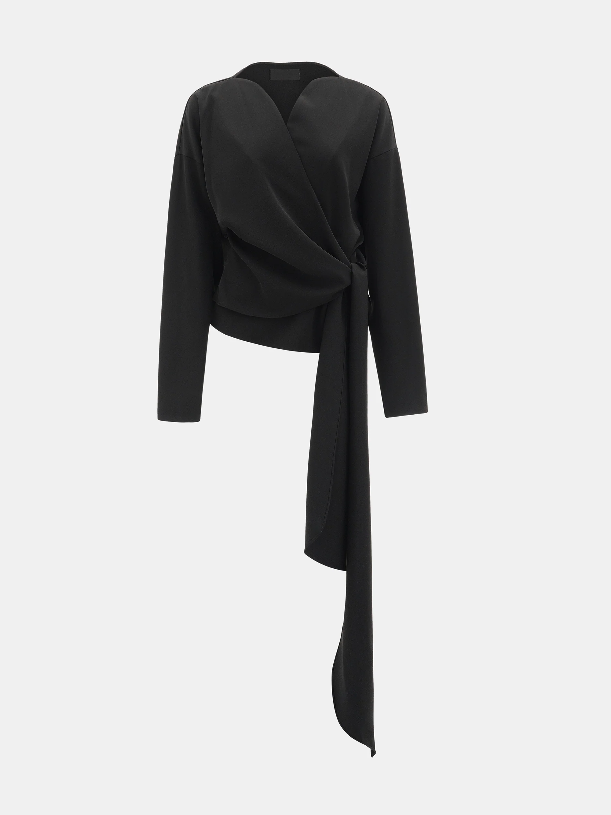 V-Neck Wrap Blouse, Black - Image 5