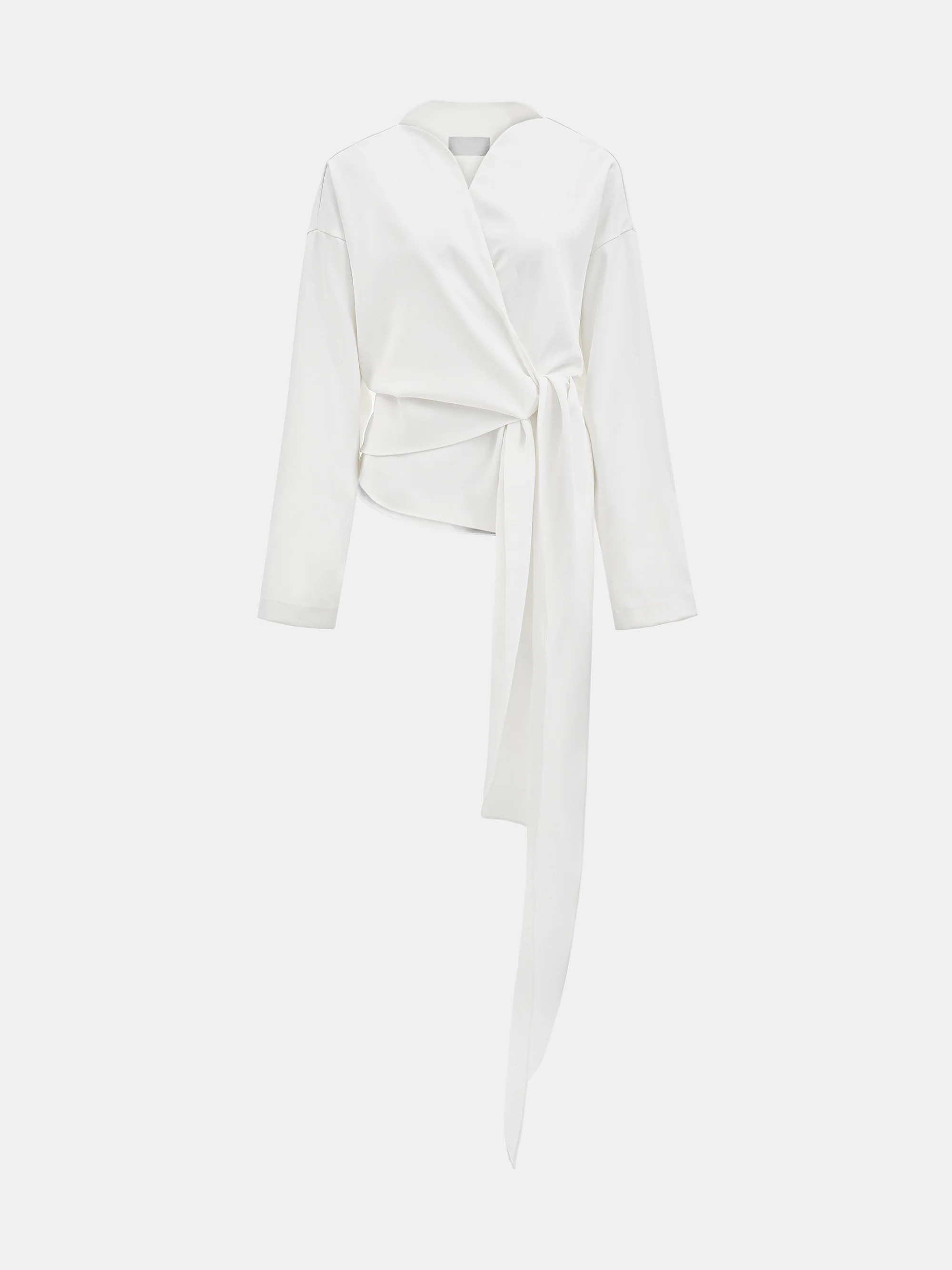V-Neck Wrap Blouse, White - Image 4