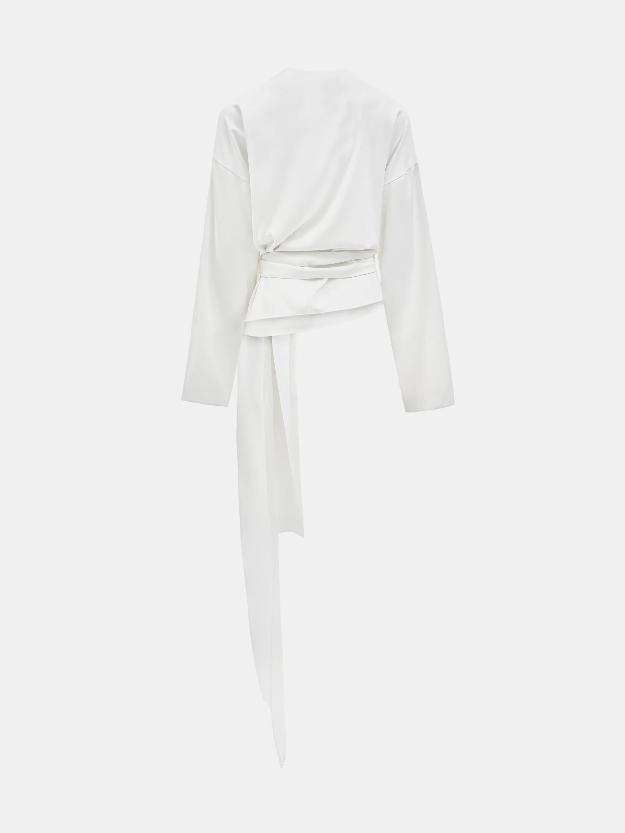 V-Neck Wrap Blouse, White - Image 5