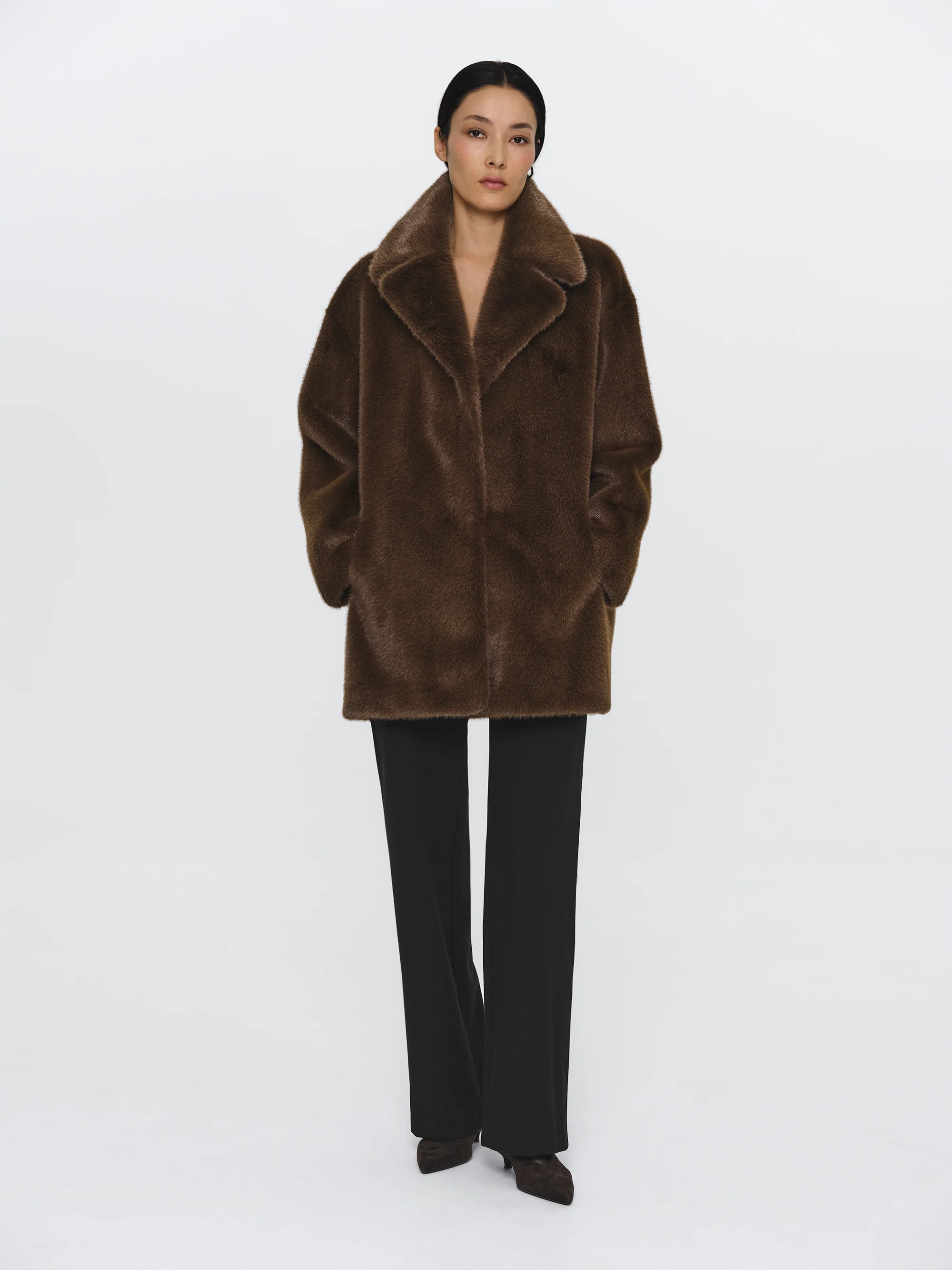 Varsity Faux-Fur Jacket, Brown - Image 3
