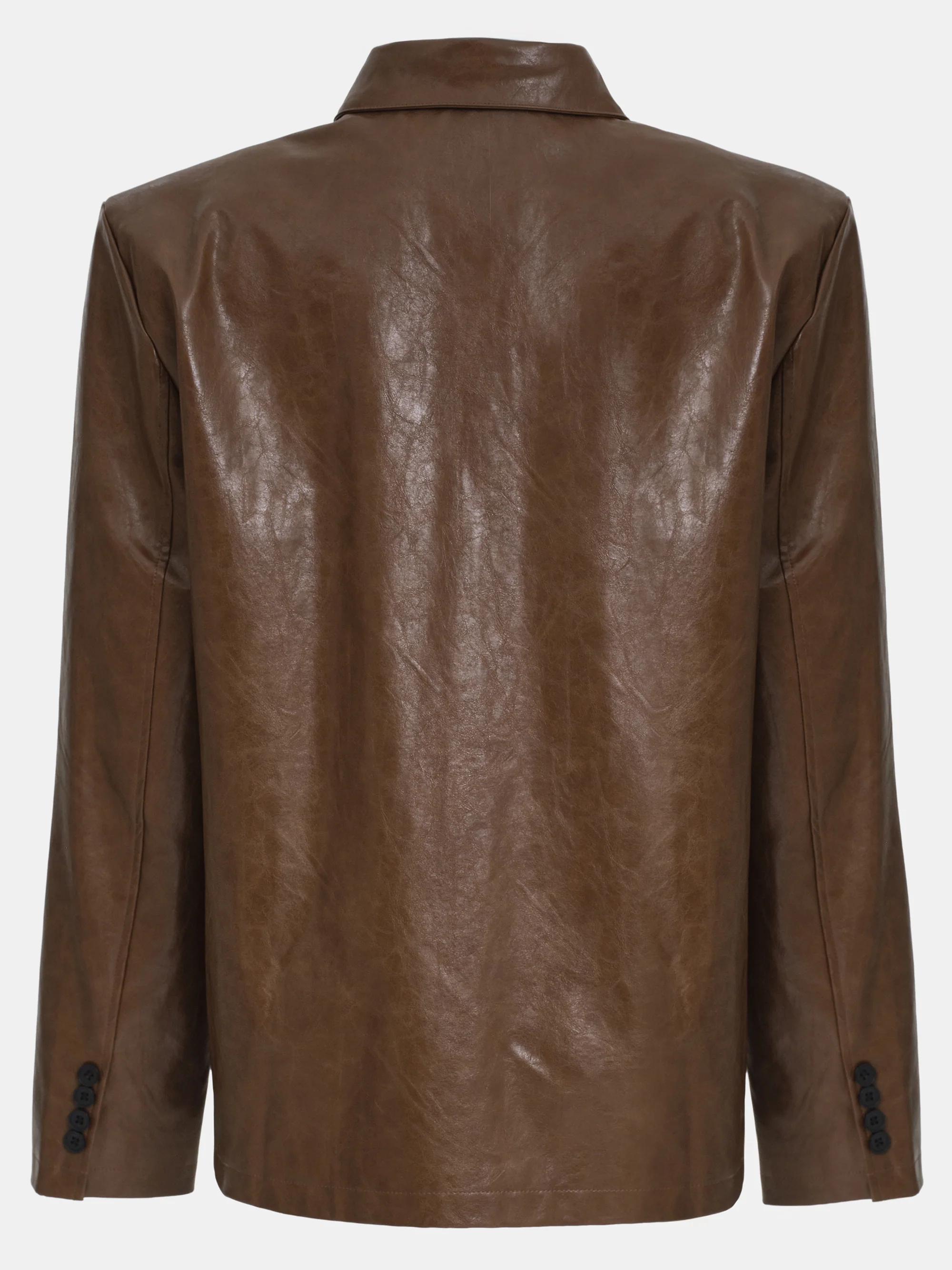 Vegan Leather Overshirt, Brown - Image 5