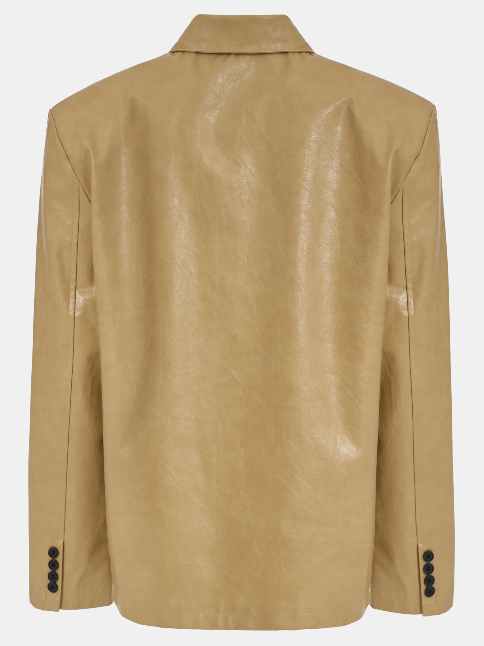 Vegan Leather Overshirt, Camel - Image 5