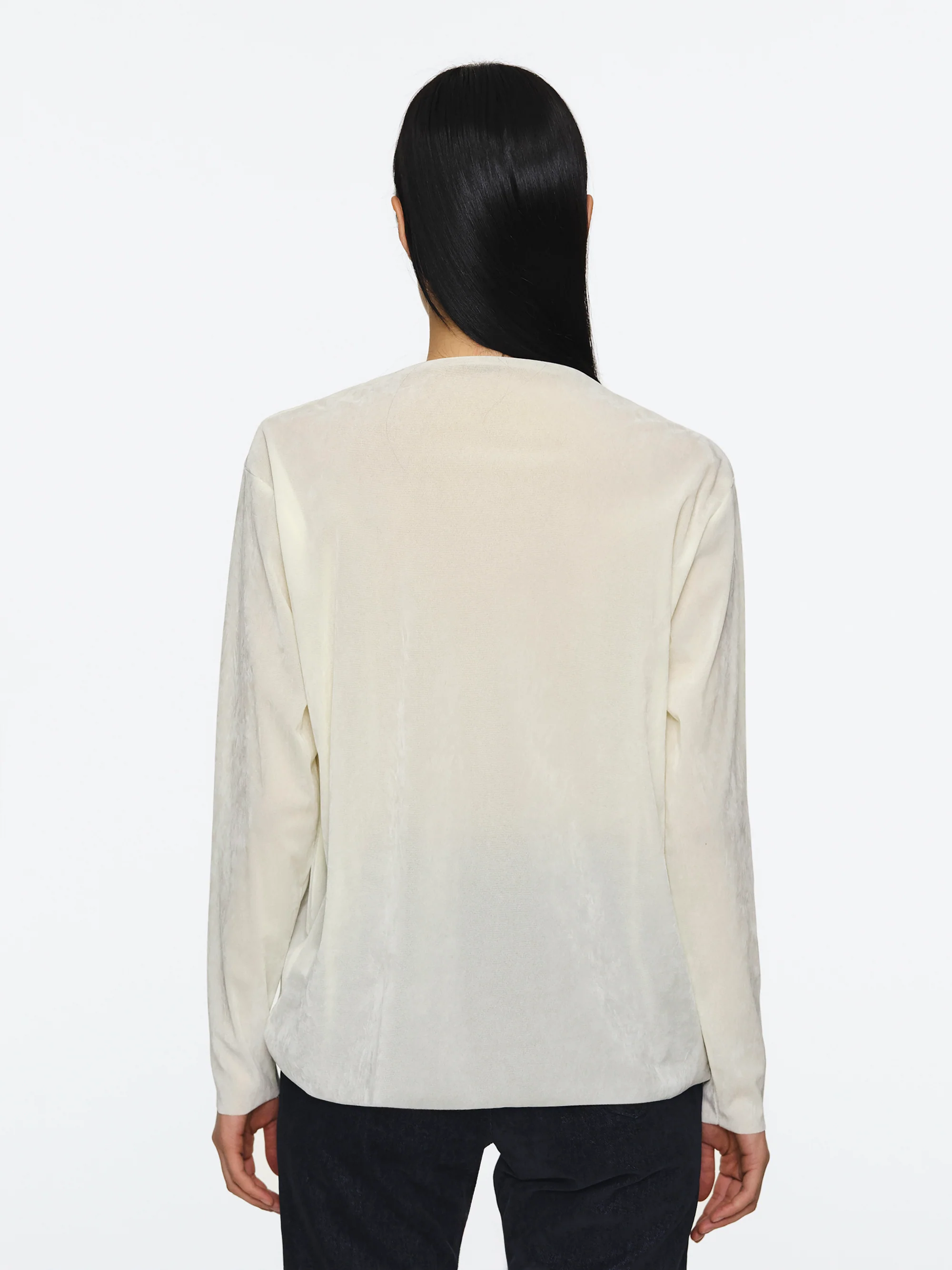 Velvet Mesh Ruffle Top, Ivory - Image 4