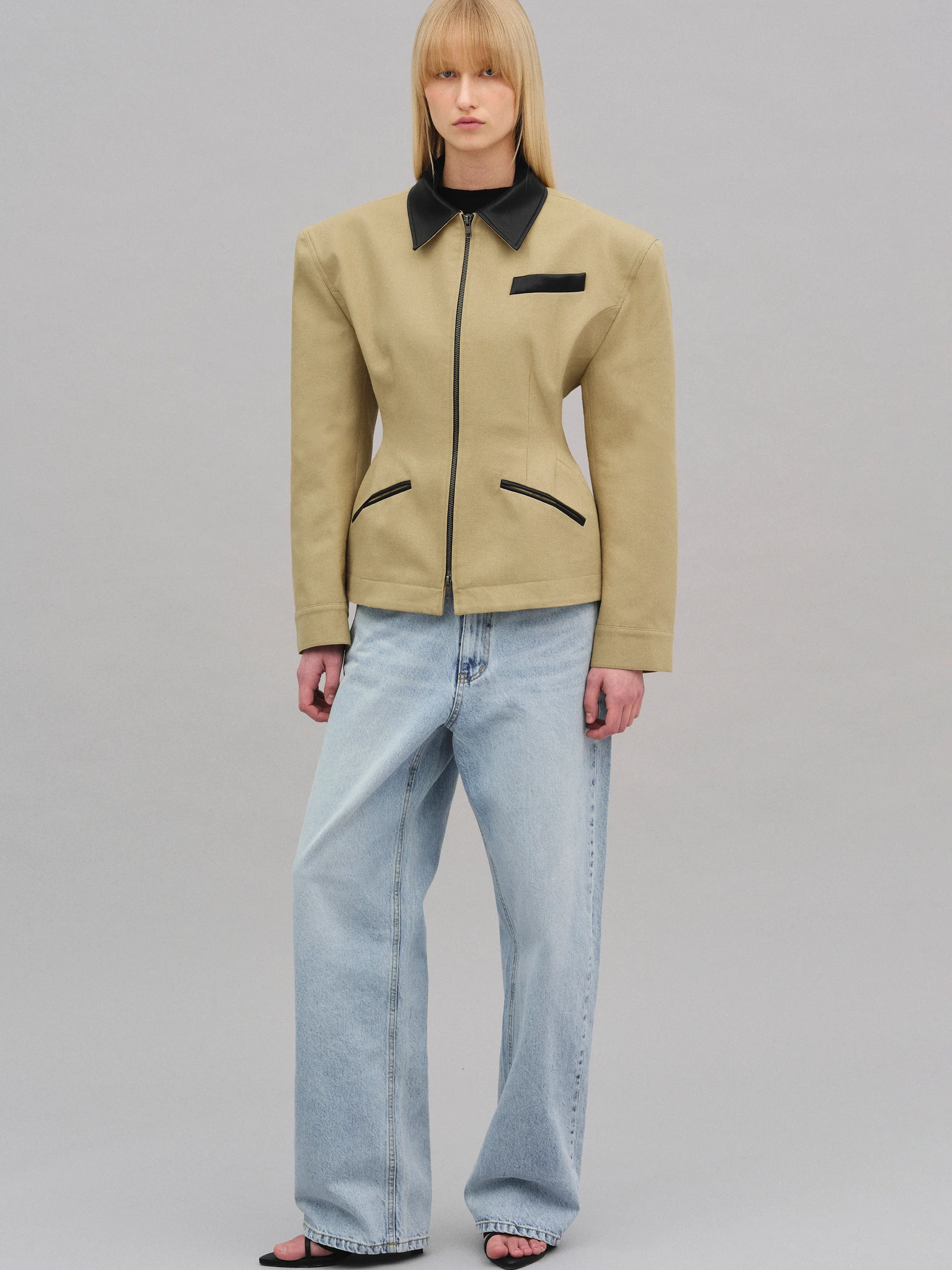 Vesta Hourglass Canvas Work Jacket, Beige