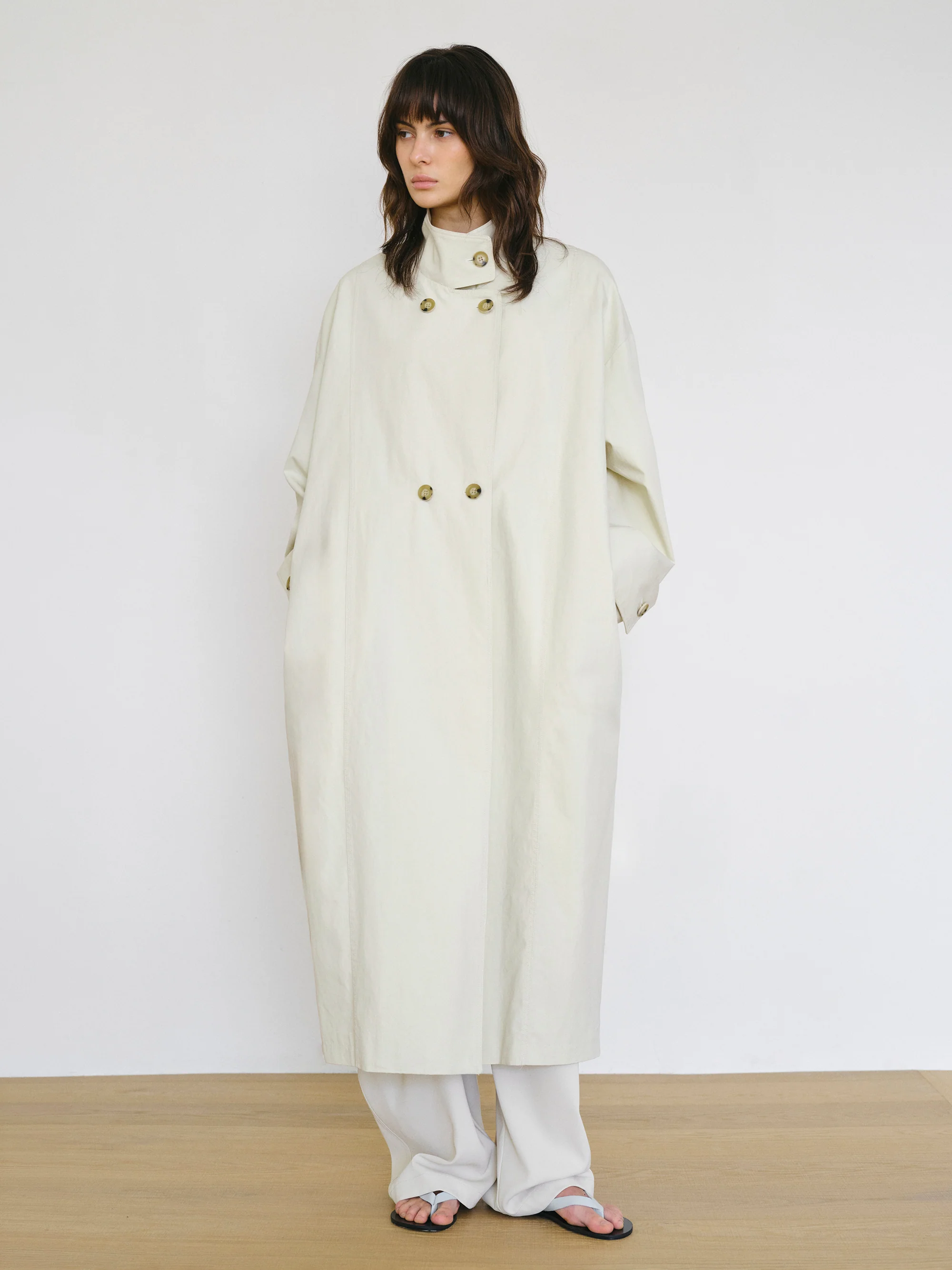 Voluminous Car Coat, Beige - Image 3