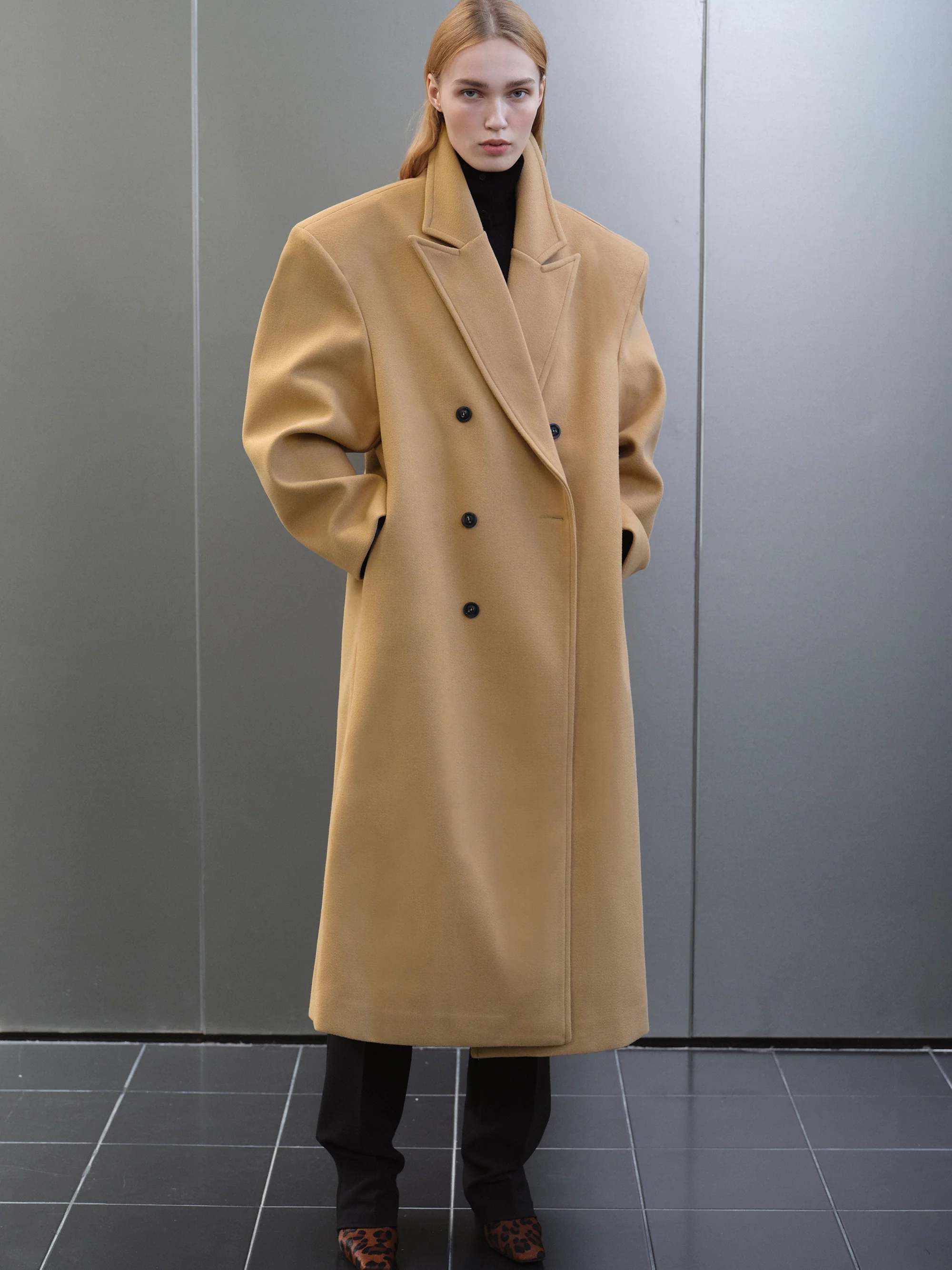 Wallis Oversized Grandpa Coat, Camel