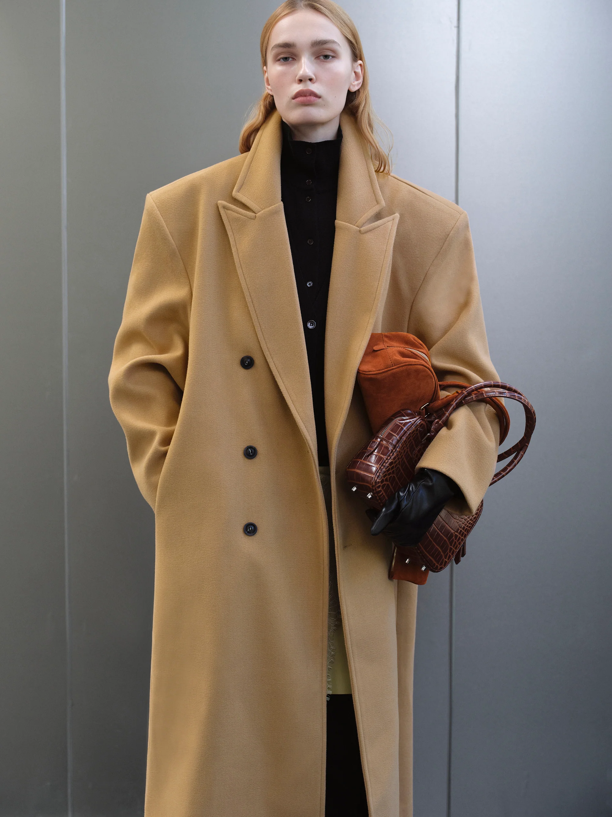 Wallis Oversized Grandpa Coat, Camel - Image 3