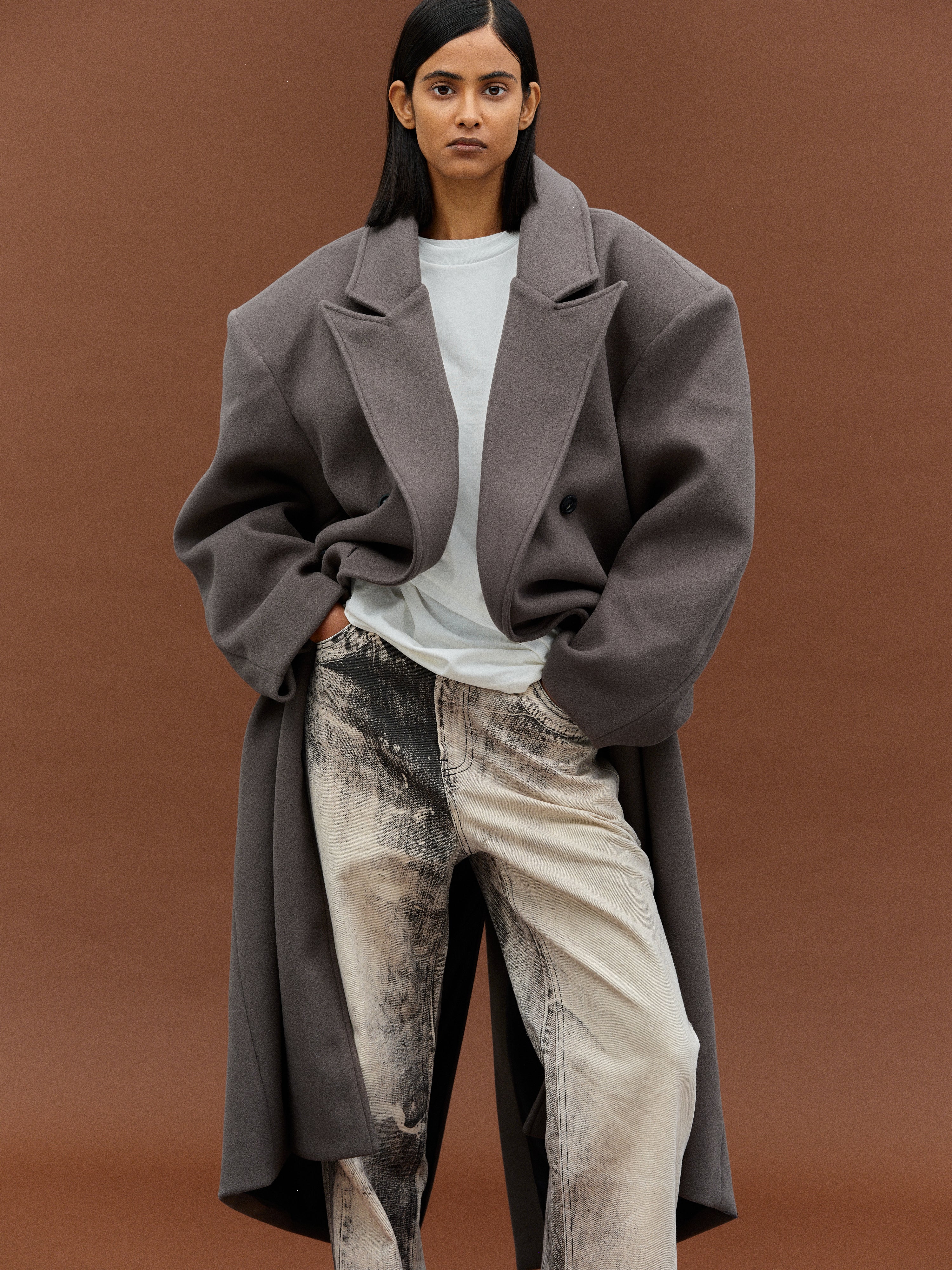 Wallis Oversized Grandpa Coat, Grey - Image 3