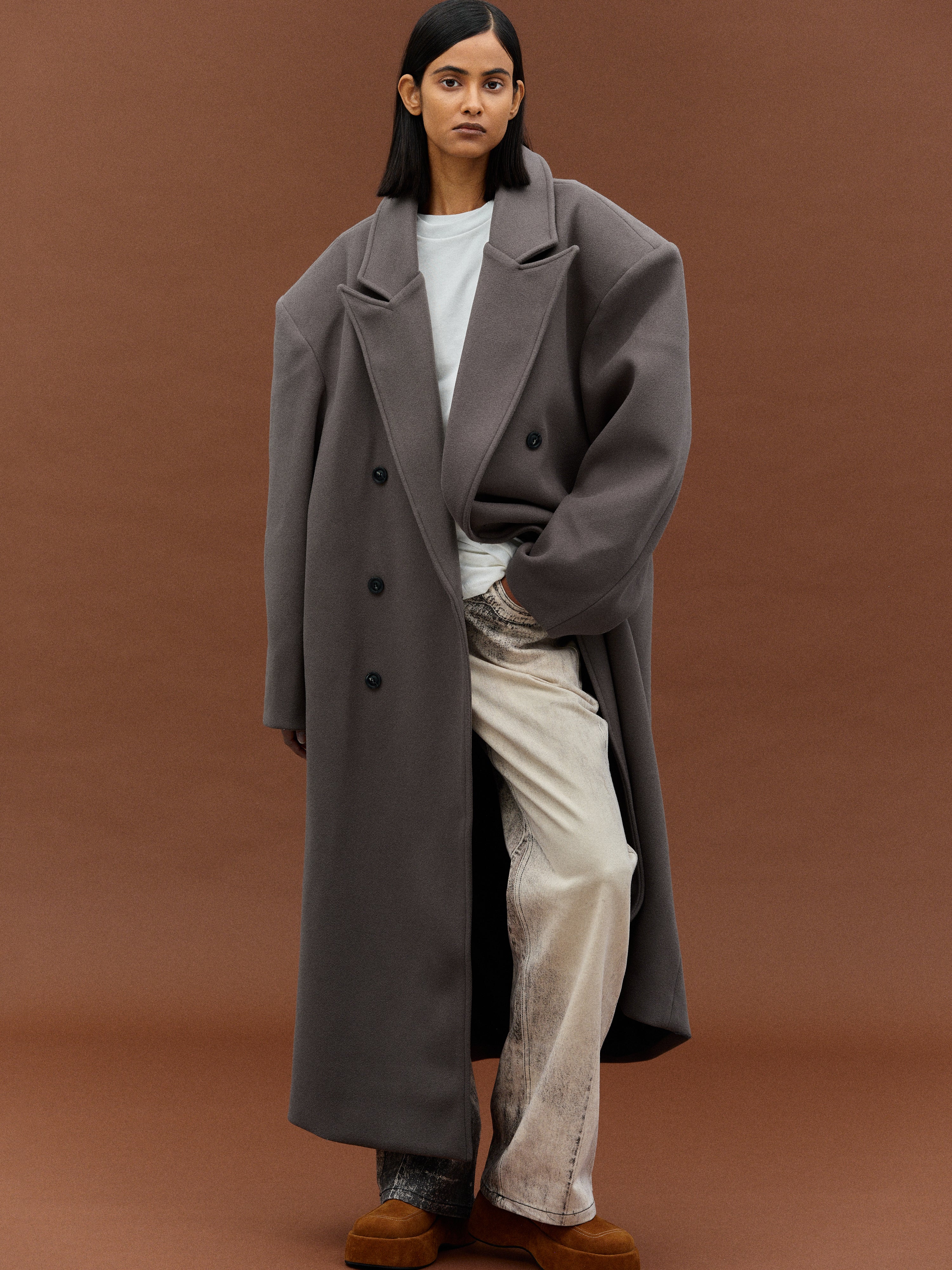 Wallis Oversized Grandpa Coat, Grey - Image 5