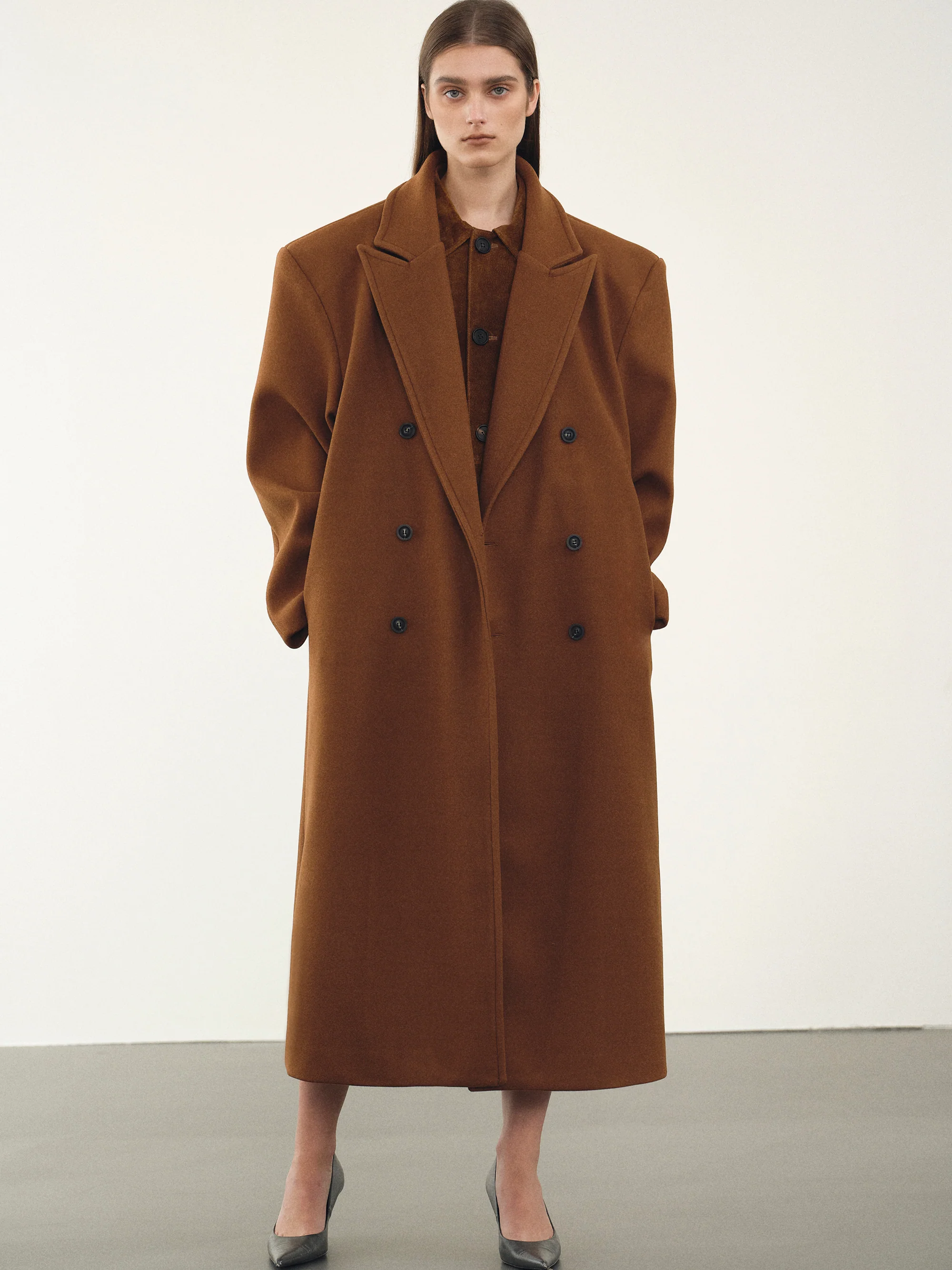Wallis Oversized Grandpa Coat, Pecan