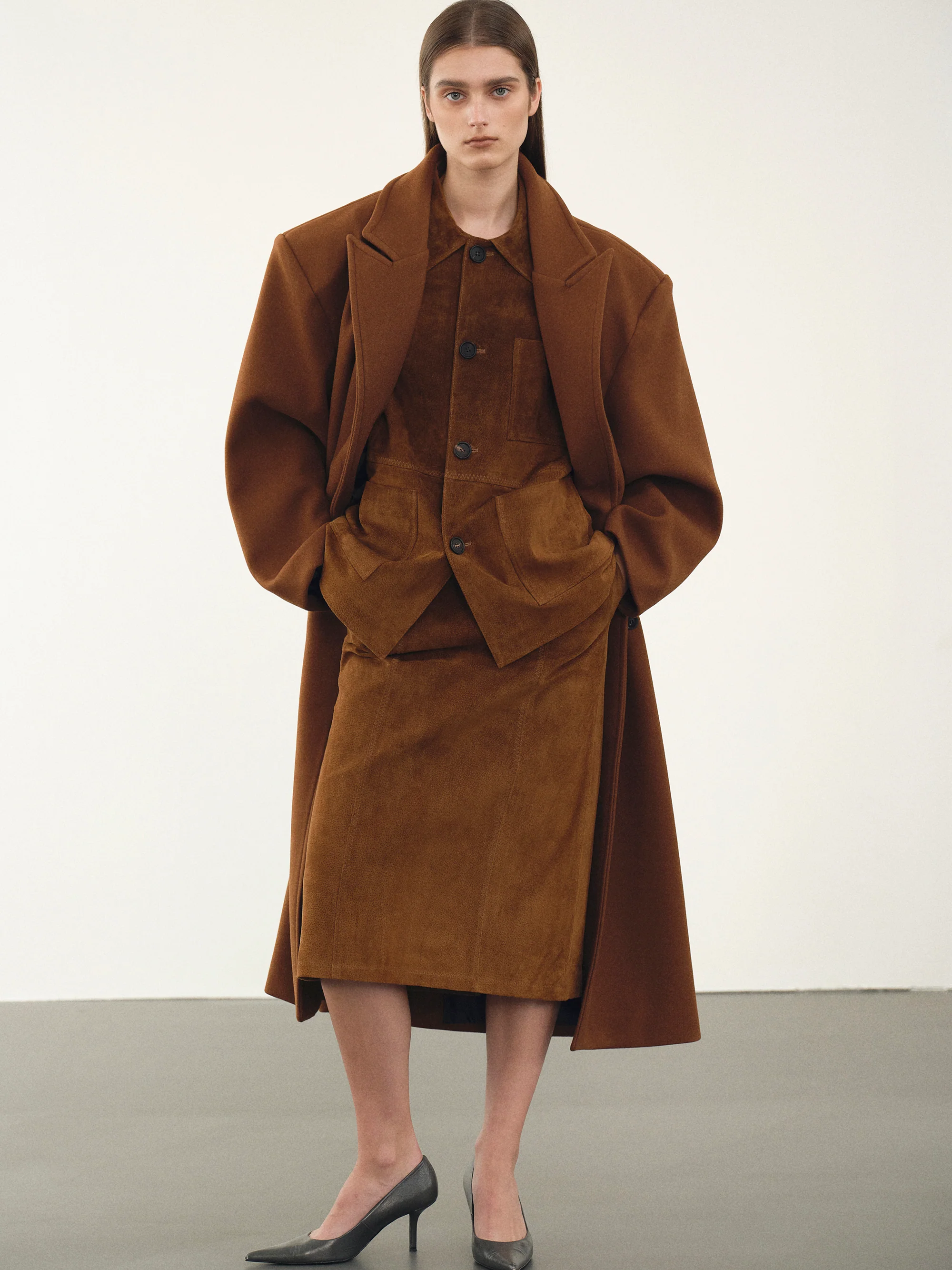 Wallis Oversized Grandpa Coat, Pecan - Image 2