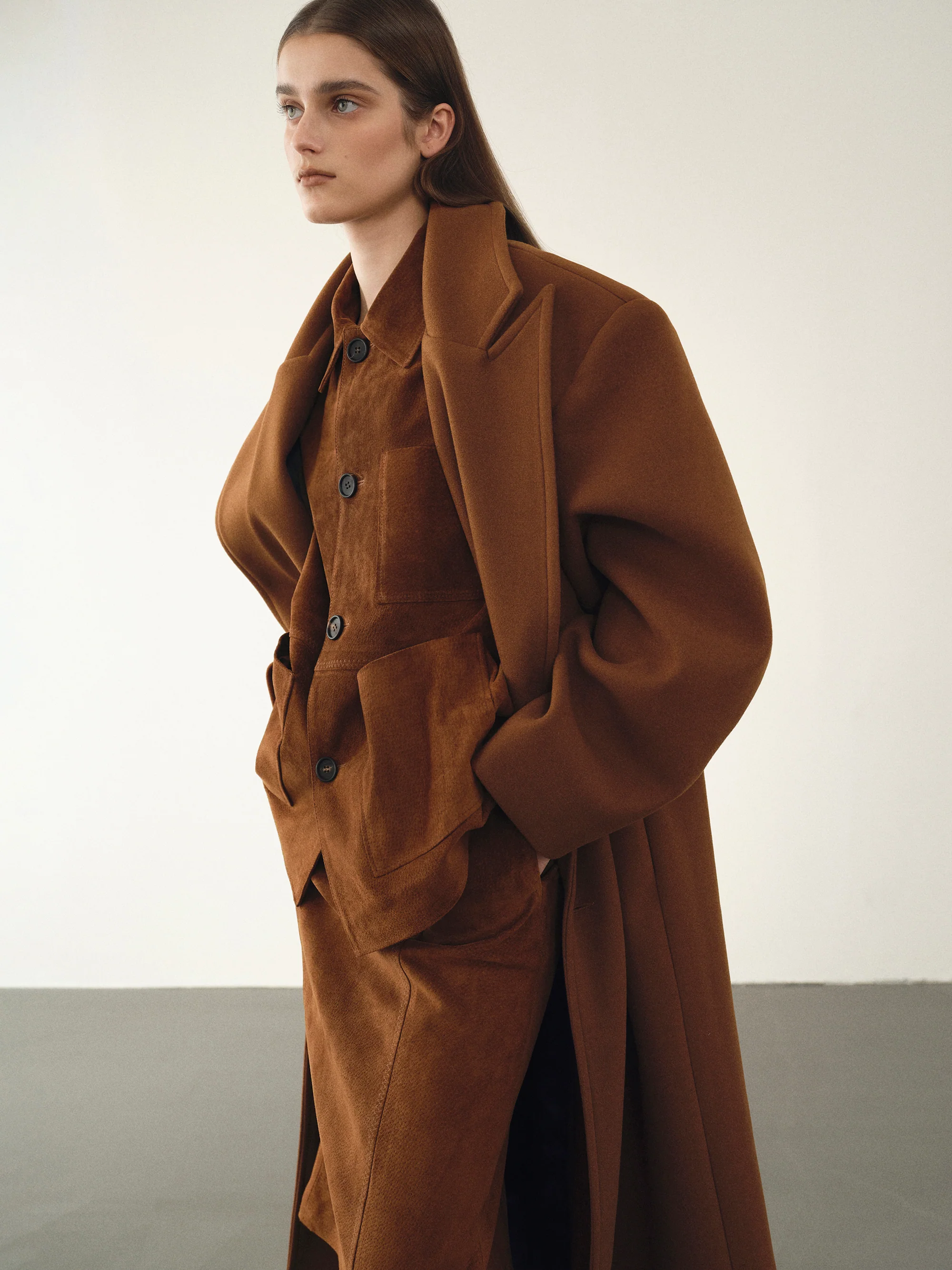 Wallis Oversized Grandpa Coat, Pecan - Image 3