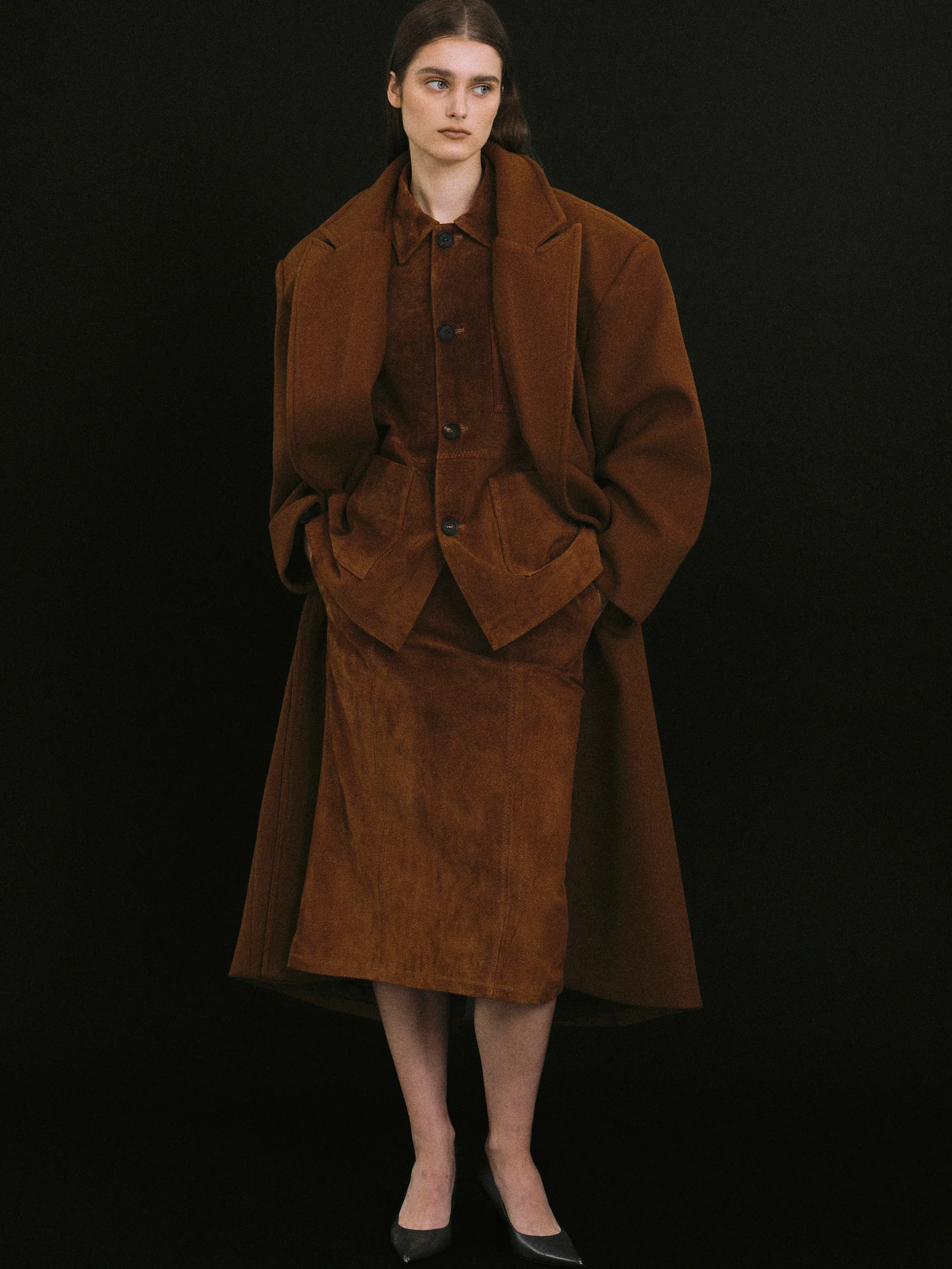 Wallis Oversized Grandpa Coat, Pecan - Image 5
