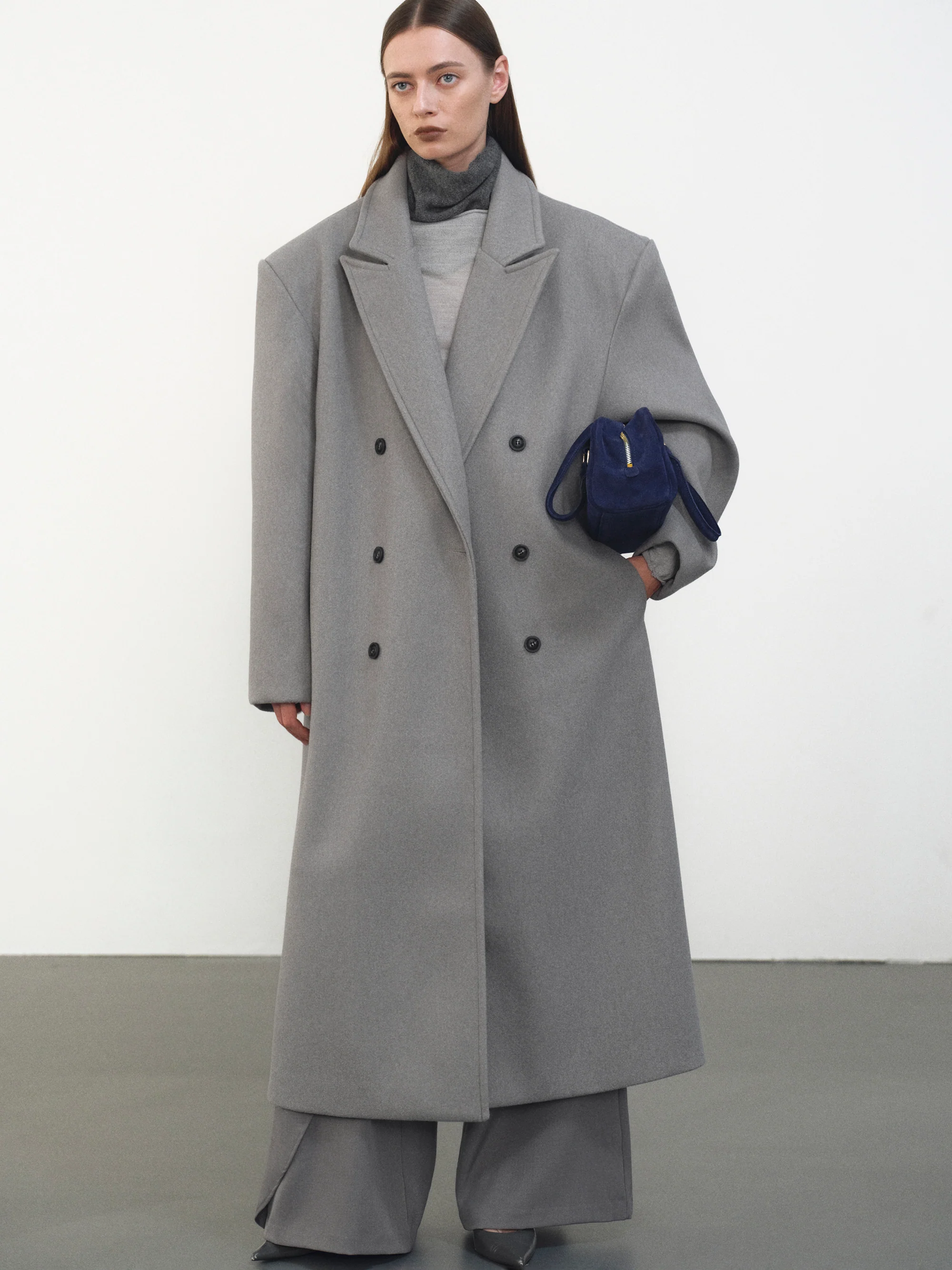 Wallis Oversized Grandpa Coat, Warm Grey