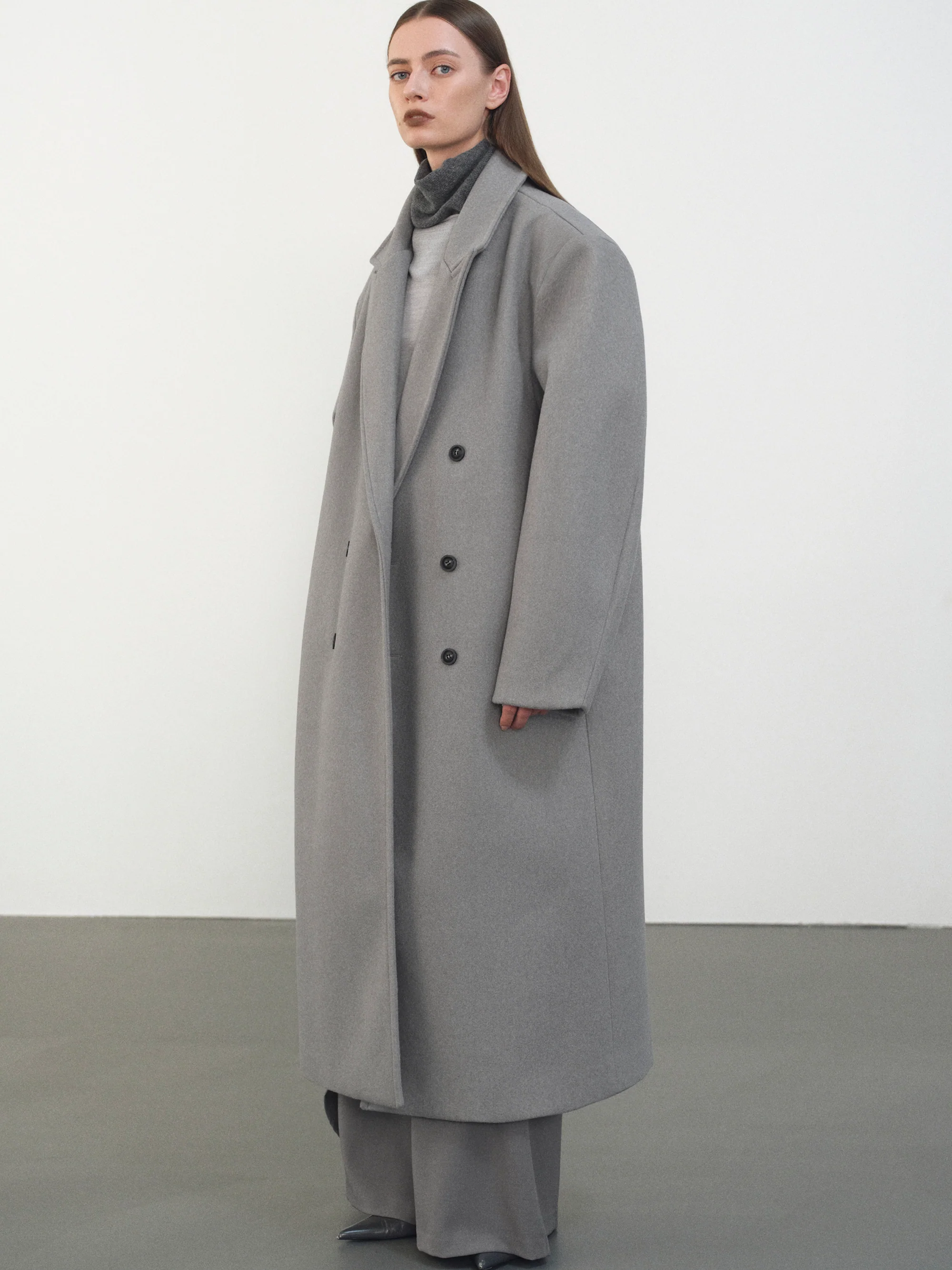 Wallis Oversized Grandpa Coat, Warm Grey - Image 2
