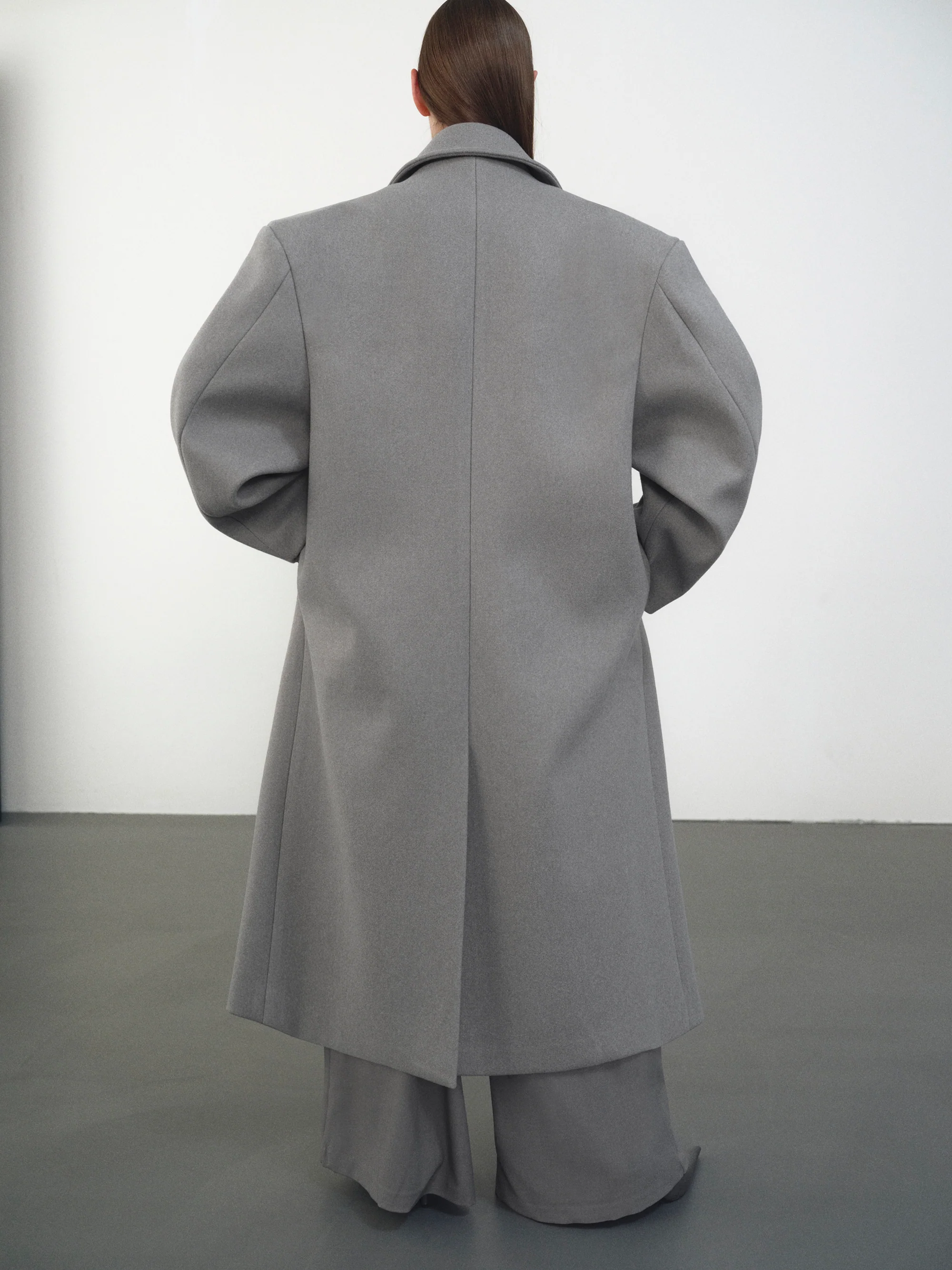 Wallis Oversized Grandpa Coat, Warm Grey - Image 5
