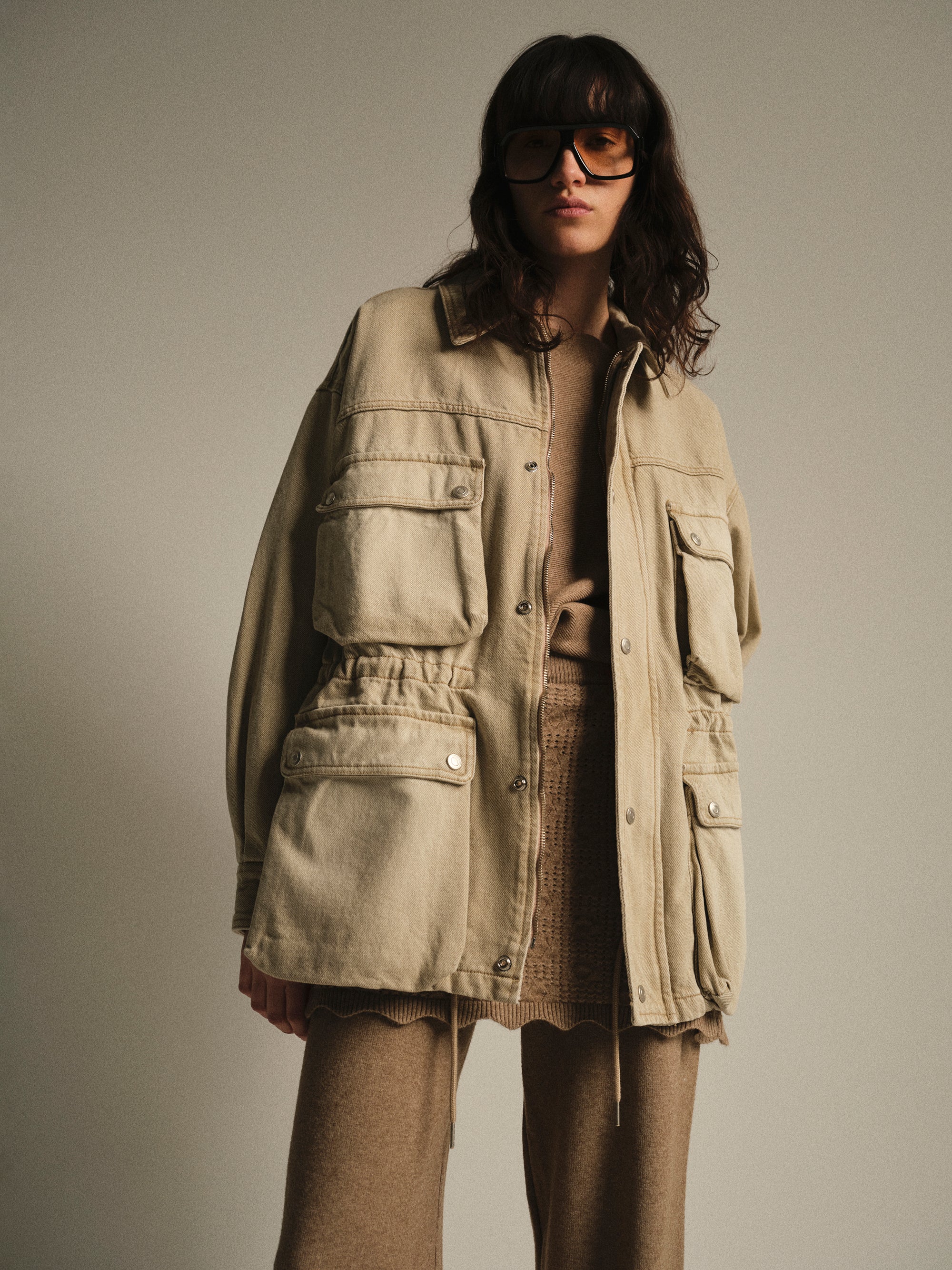 Washed Field Denim Jacket, Beige