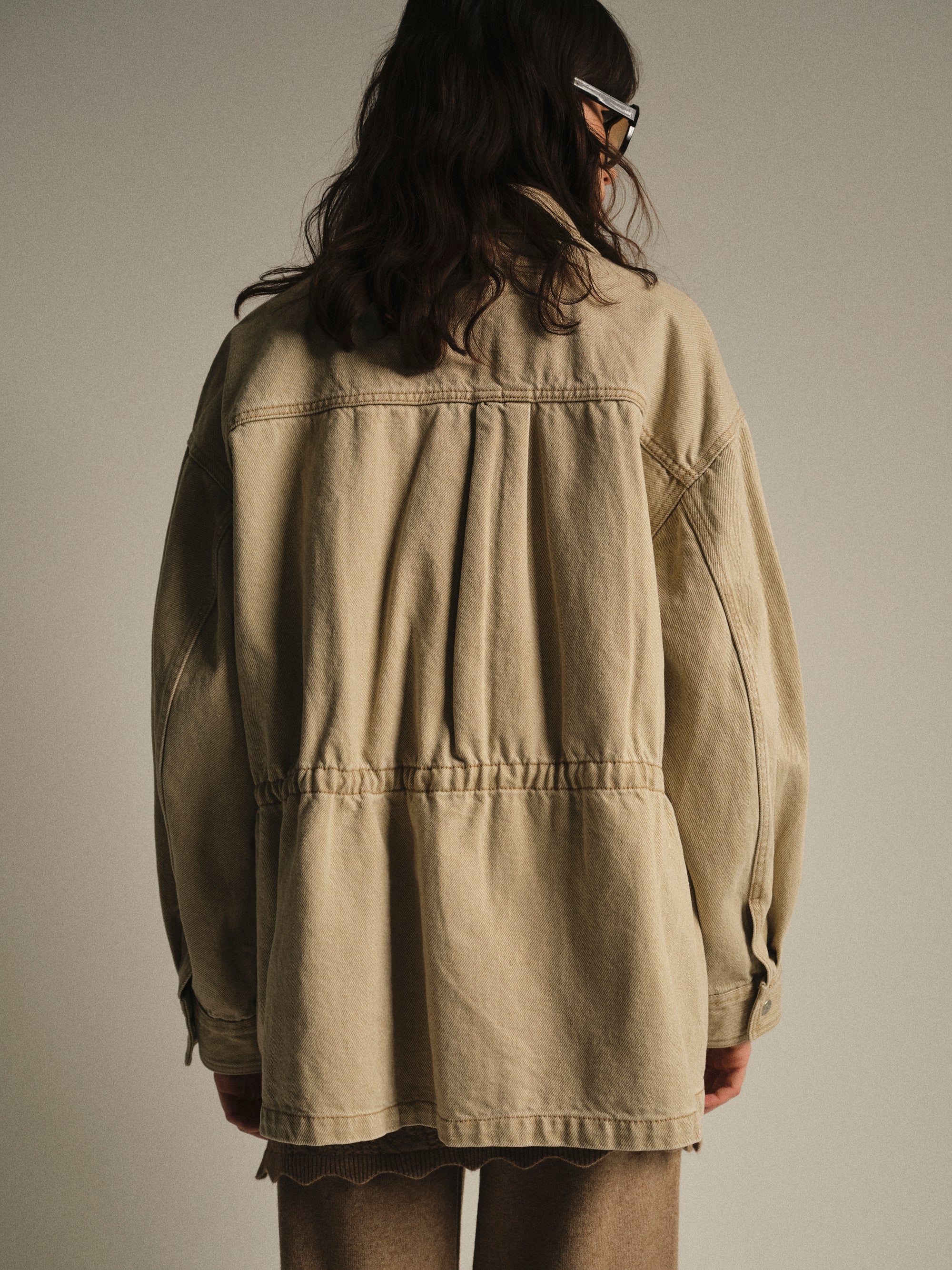 Washed Field Denim Jacket, Beige - Image 2